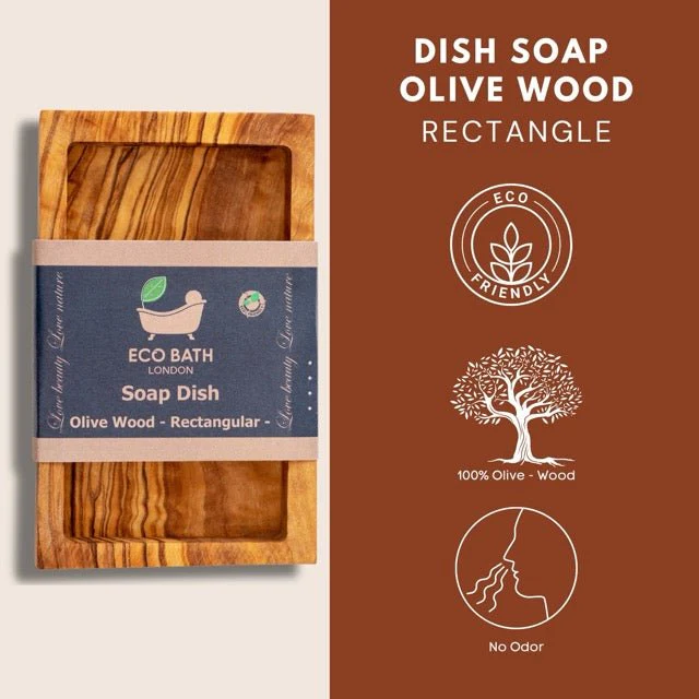 Eco Bath London Olive Wood Rectangle Soap Dish - Image 5