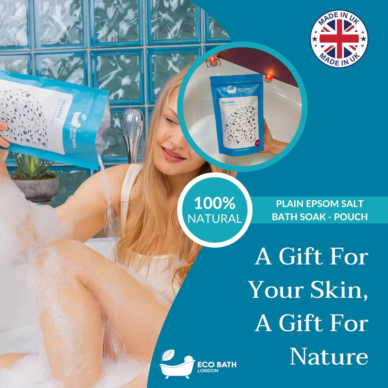 Eco Bath London Relaxing Epsom Salt Bath Soak - Pouch - Image 7