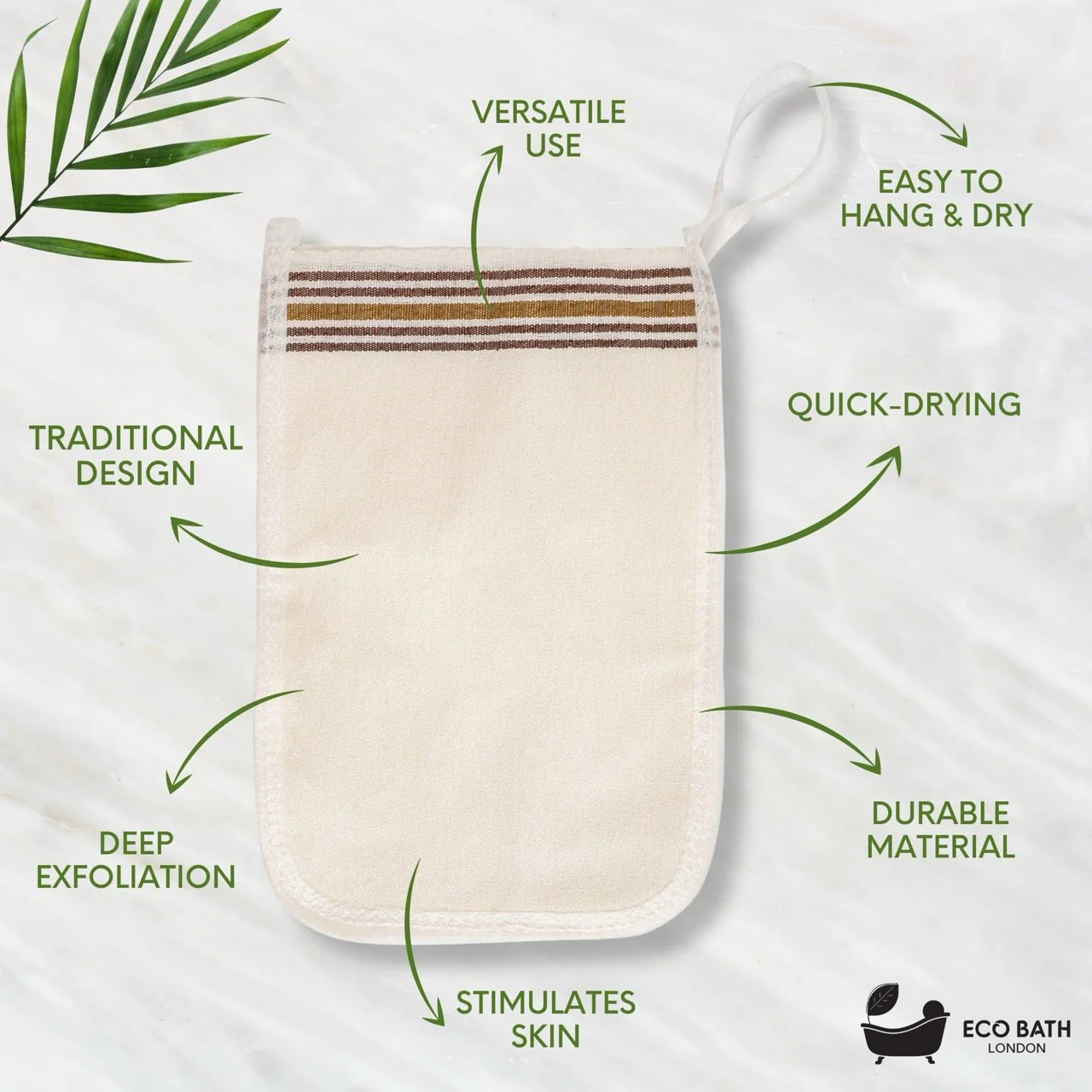 Eco Bath London Turkish Bath Mitt Fine Texture - Skin Exfoliating Glove - Image 3