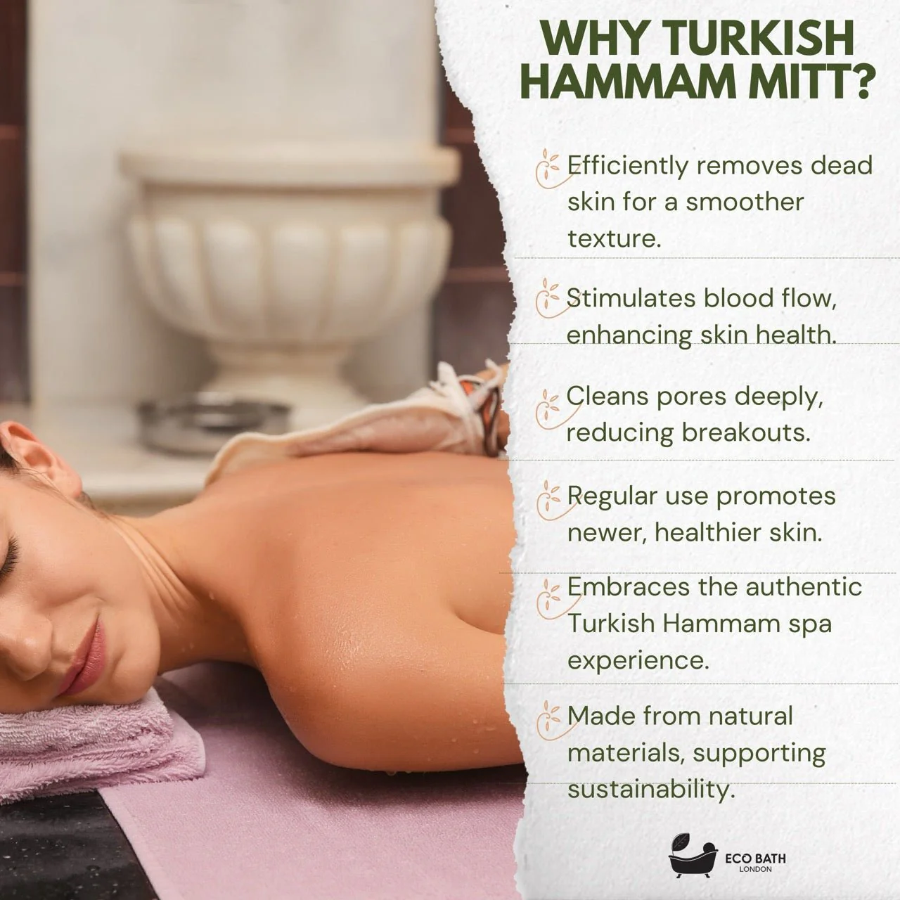 Eco Bath London Turkish Bath Mitt Fine Texture - Skin Exfoliating Glove - Image 4