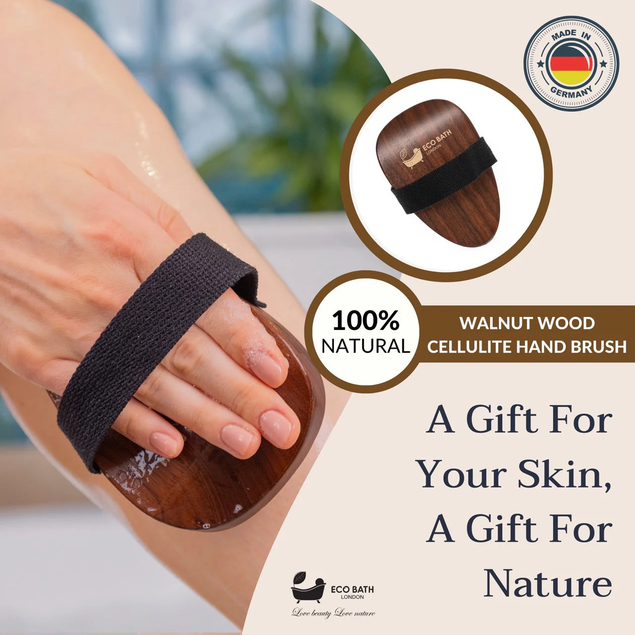 Eco Bath London Walnut Wood Cellulite Hand Brush - Luxurious Cellulite Treatment Brush - Image 7