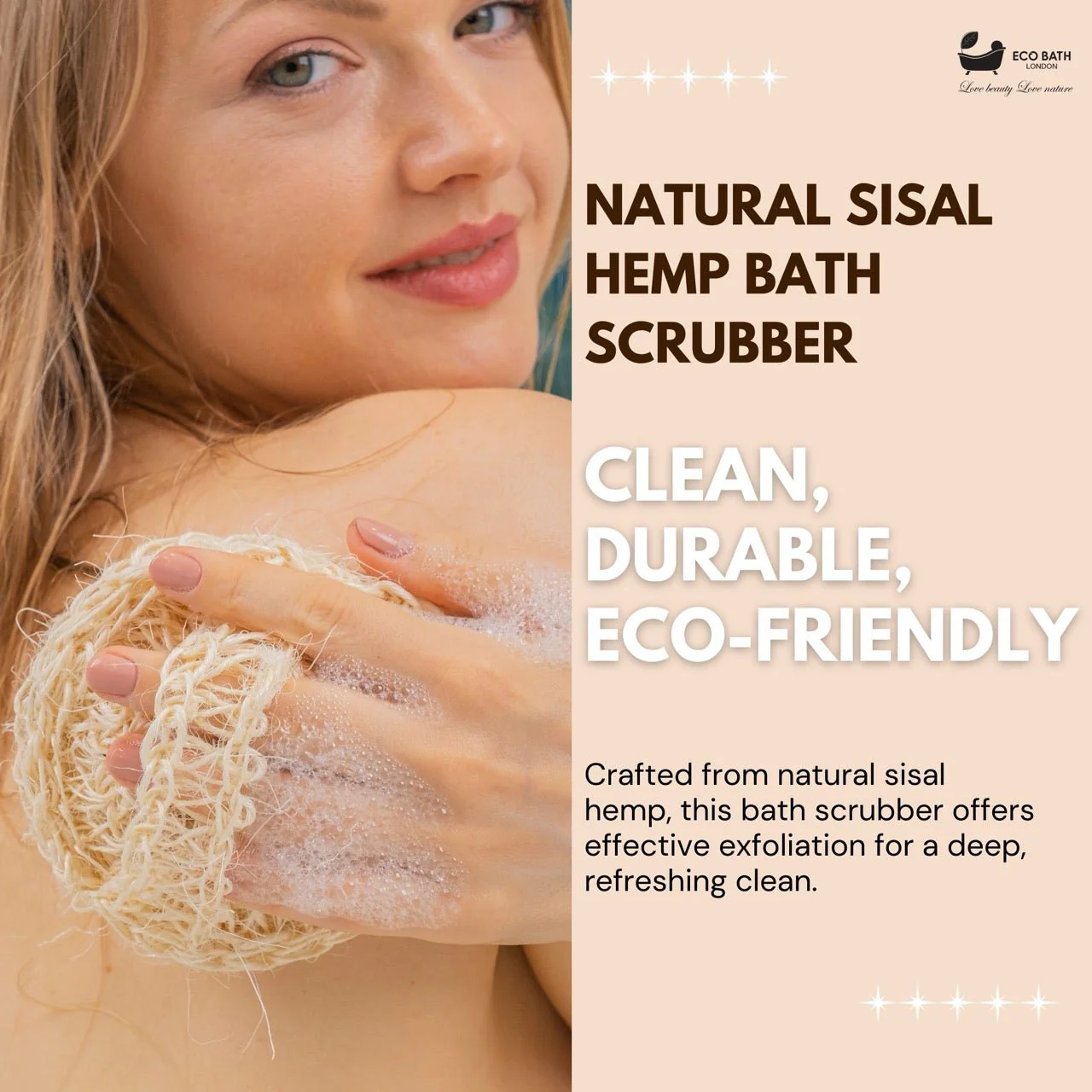 Eco Bath Natural Sisal Hemp Bath Scrubber - Image 2