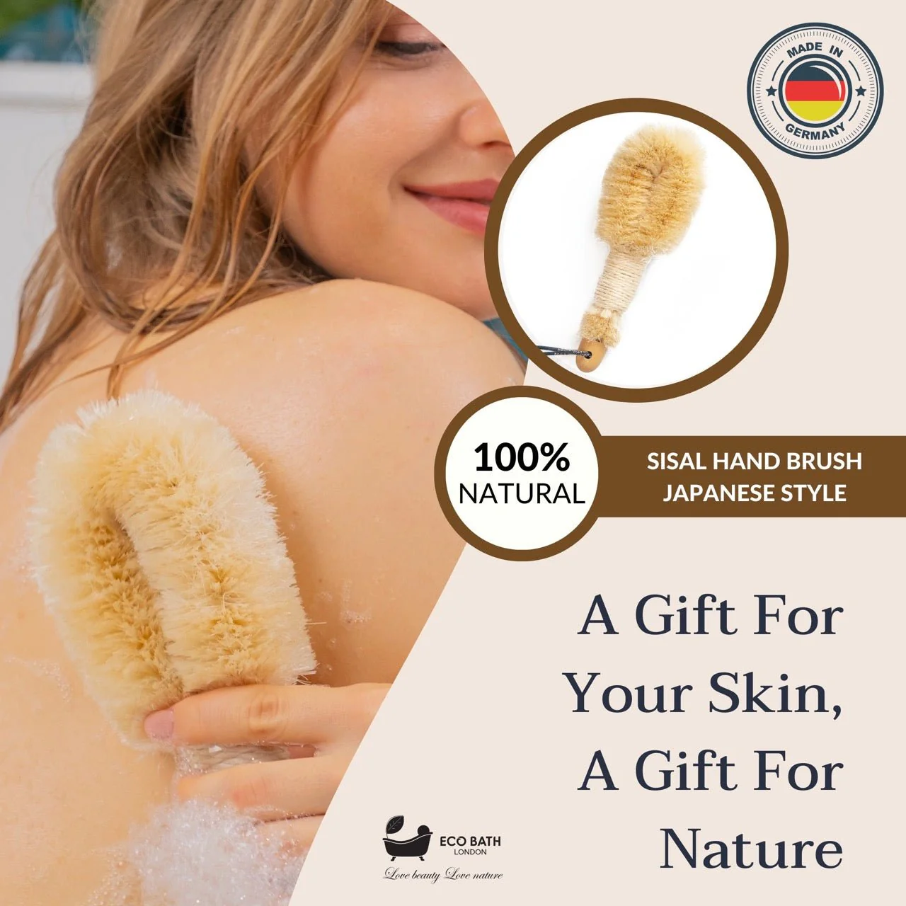 Eco Bath Natural Sisal Round Brush Japanese Style - Image 7