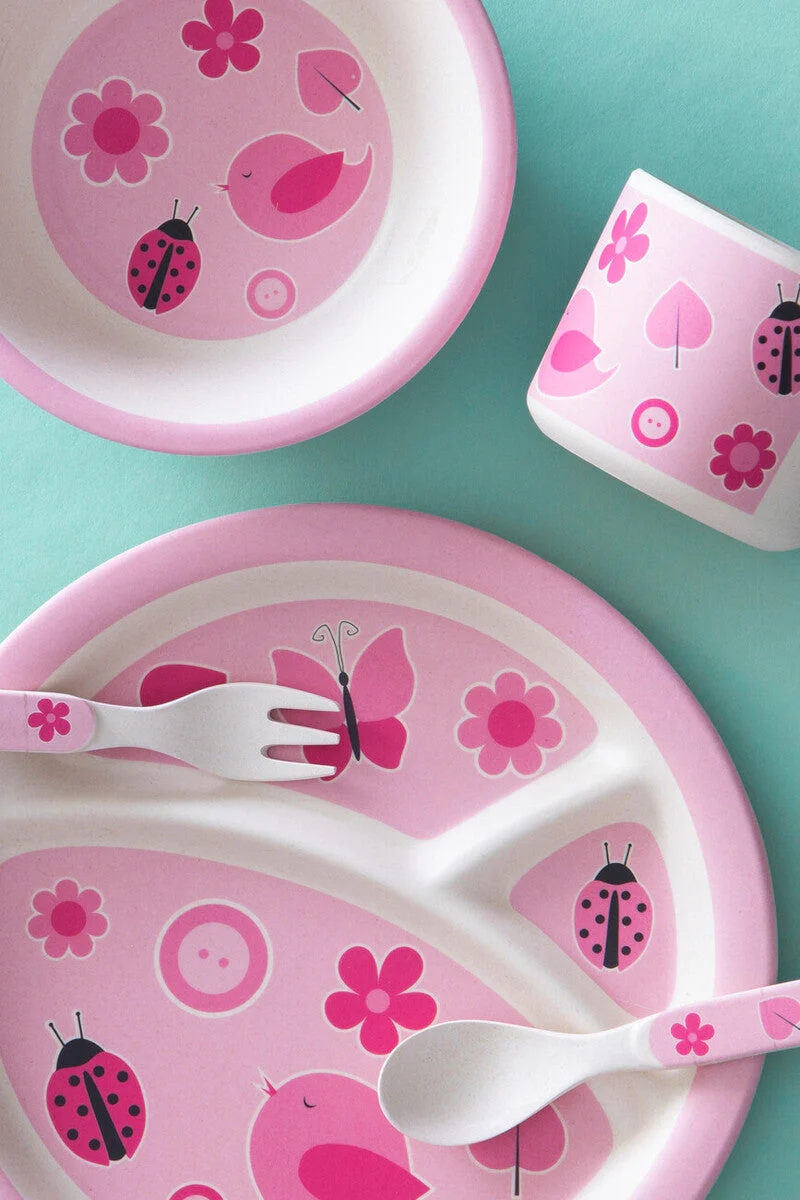 Eden Kids 5 Piece Pink Bamboo Dinner Set - Image 7