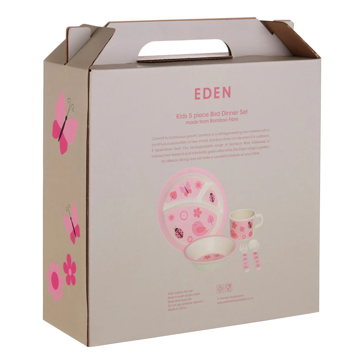Eden Kids 5 Piece Pink Bamboo Dinner Set - Image 9