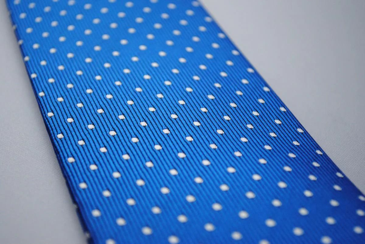 electric blue tie with white pin dots - Image 4