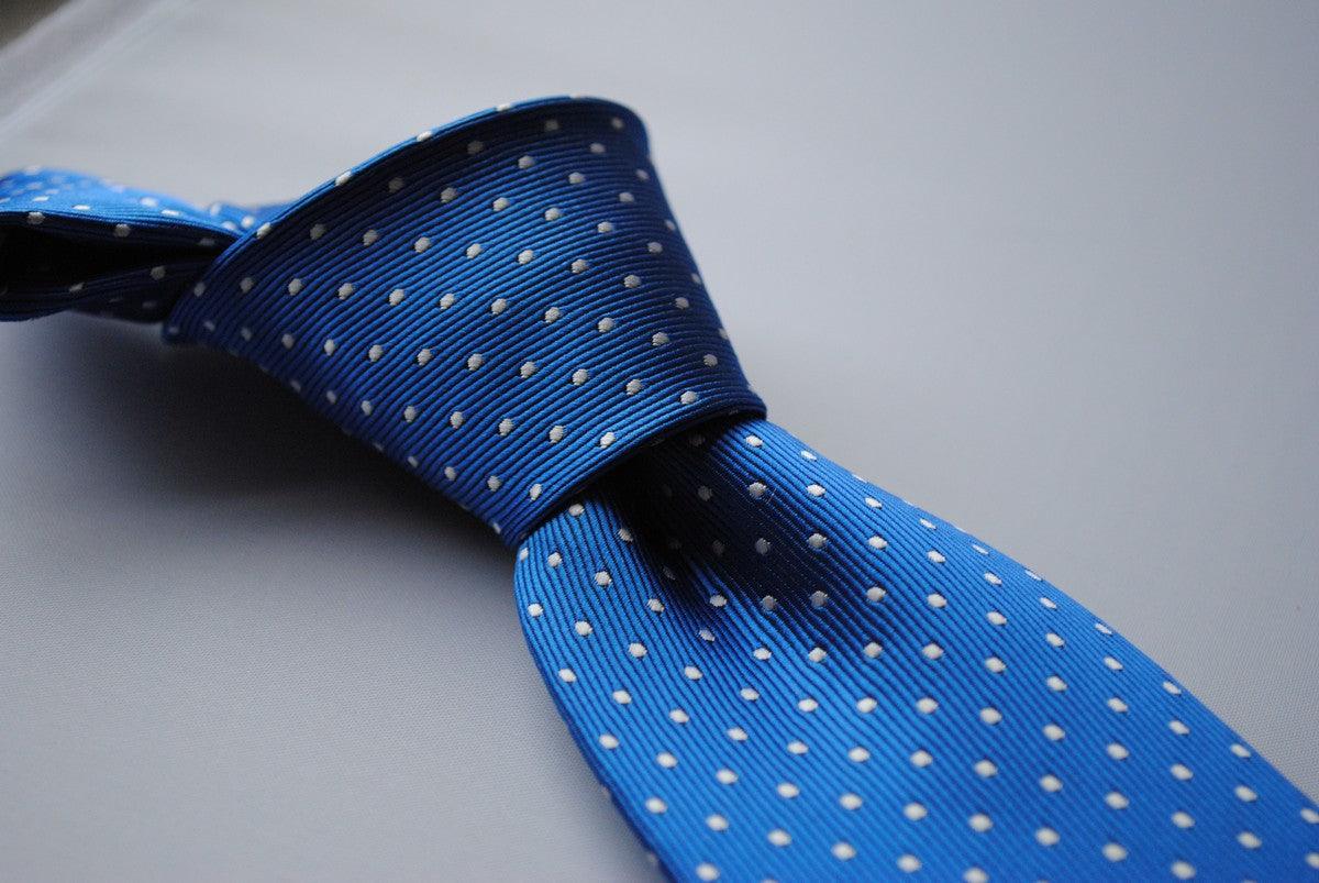 electric blue tie with white pin dots - Image 5