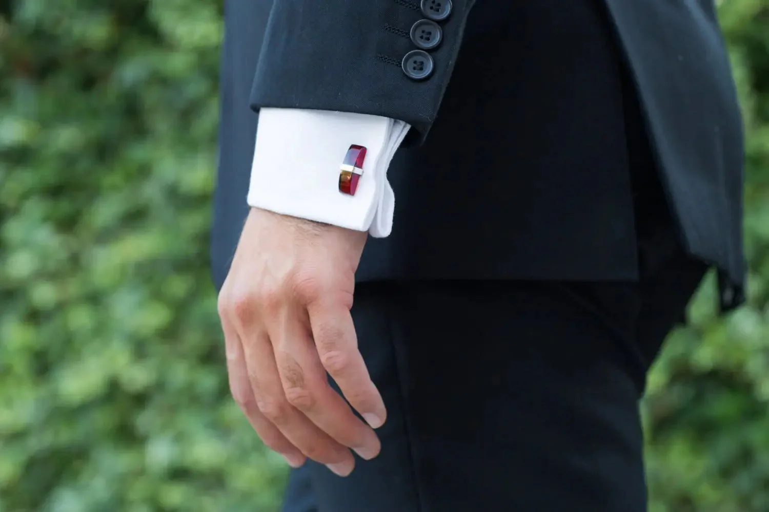 Elegant Red Amber Bar Cufflinks - Image 4