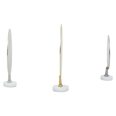 Elias Set Of 3 Hammered Metal Disc Sculptures with Marble Base - Image 5