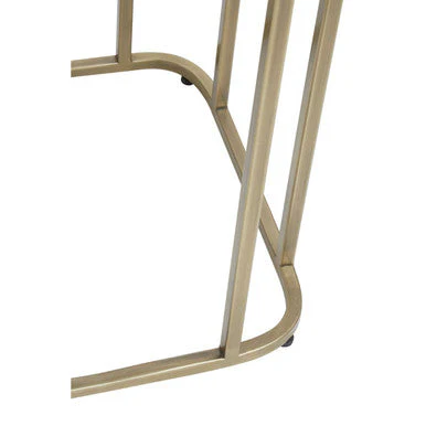 Gold Metal Side Table with Mirrored Top and Decorative Textured Edge, Ella - Image 5