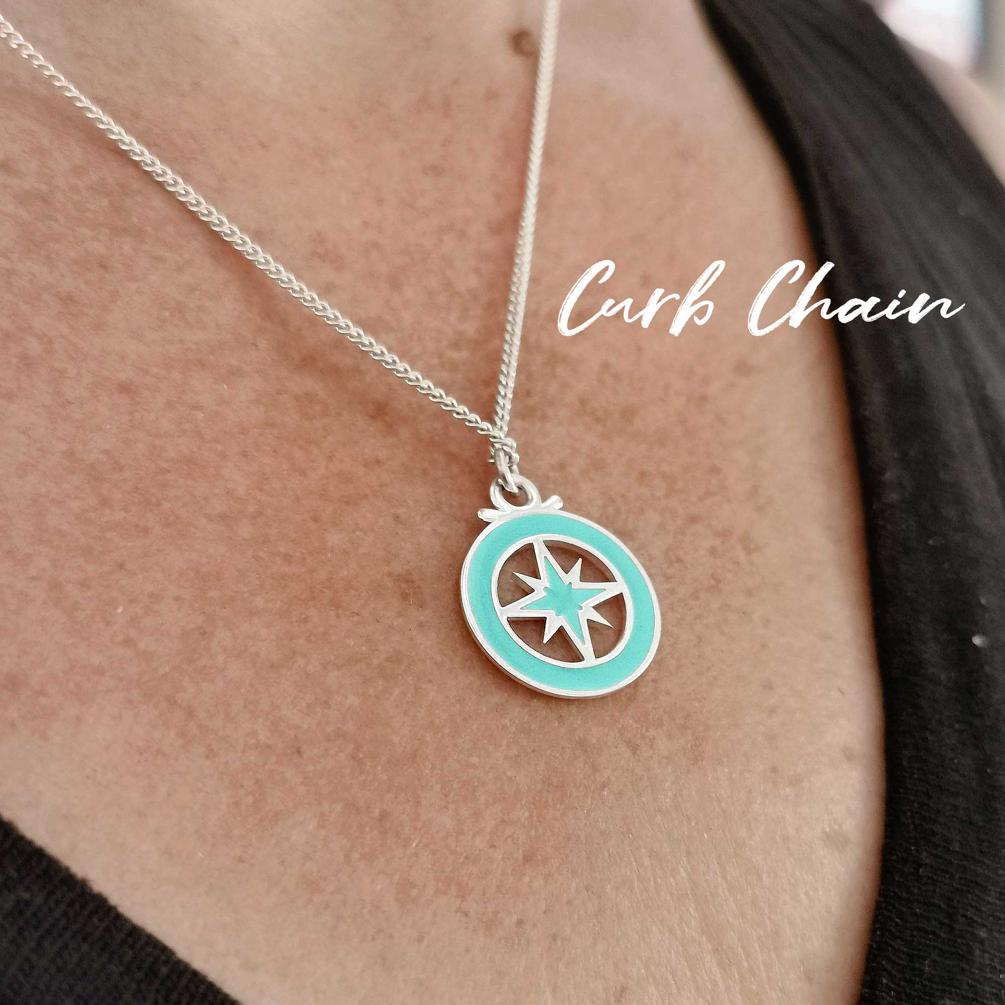 Enamel Outline Compass Large St Christopher Silver Necklace - Image 8