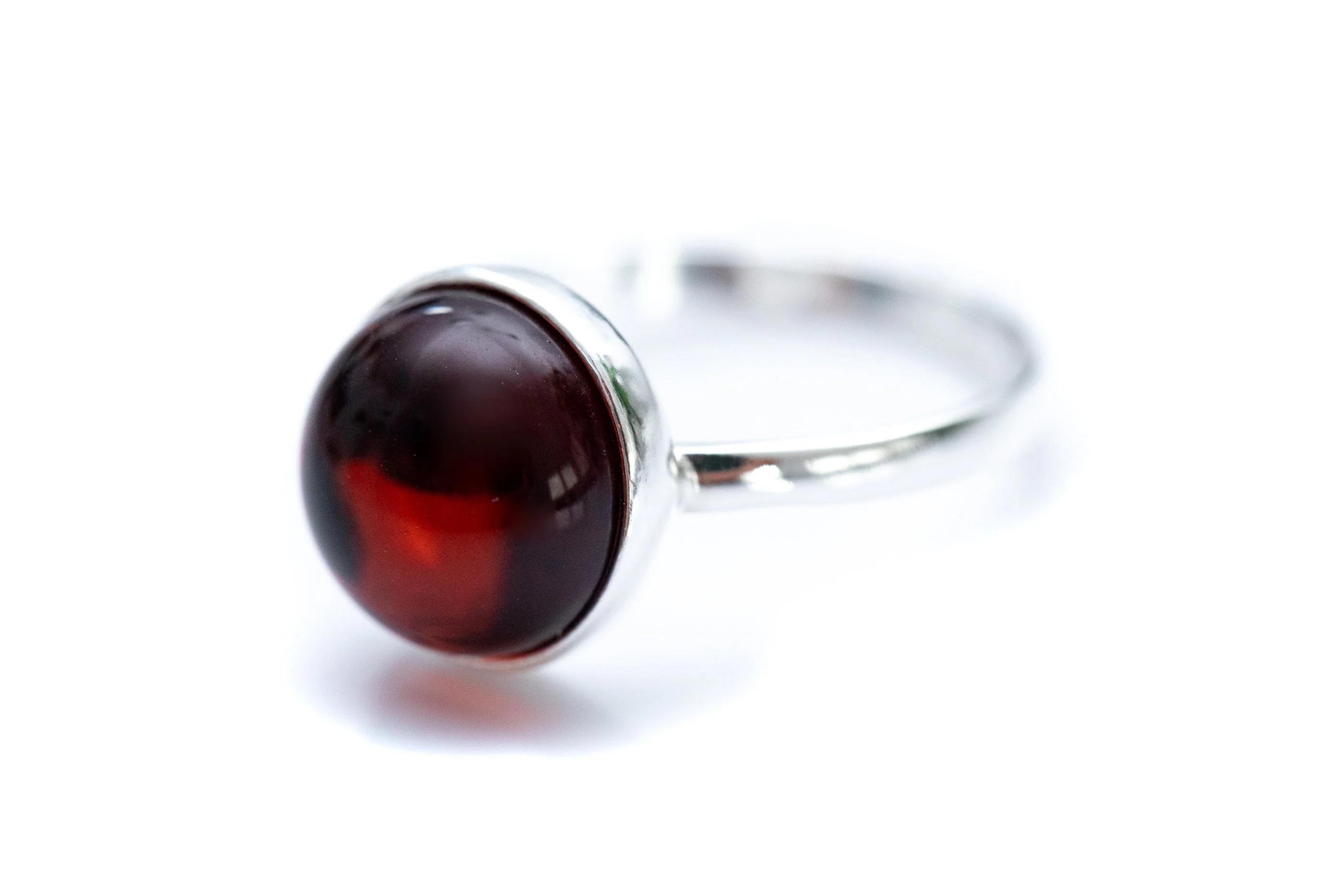 ESSENTIALS Cherry Red Amber Solitaire Ring - Image 3