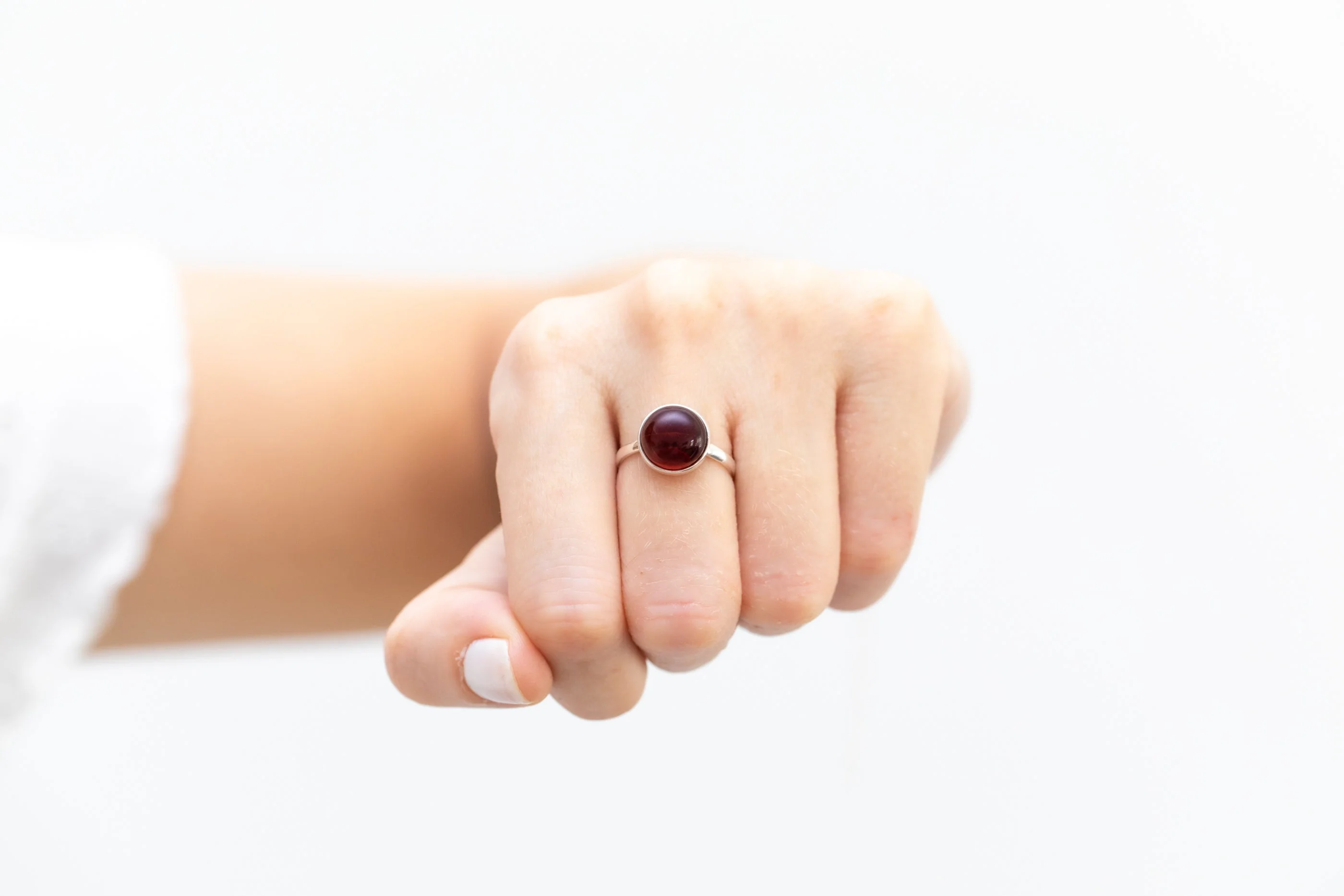 ESSENTIALS Cherry Red Amber Solitaire Ring - Image 4