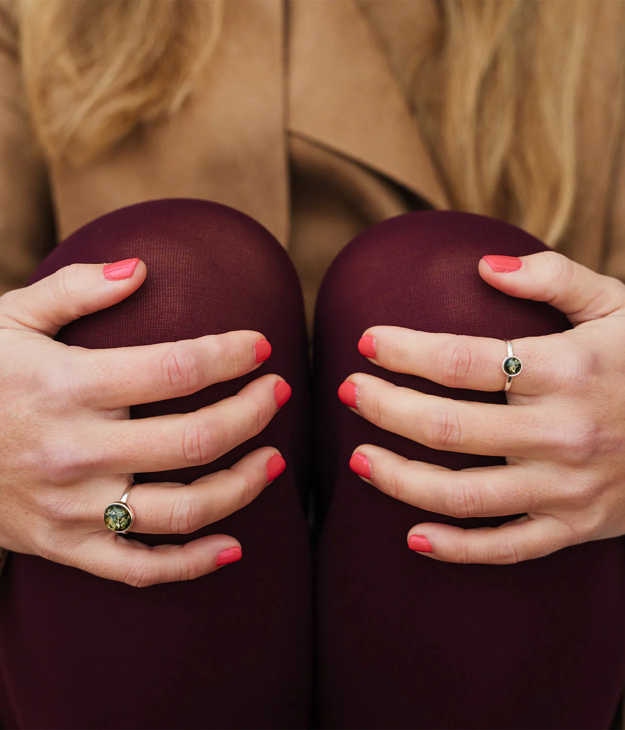 ESSENTIALS Green Amber Solitaire Ring - Image 4