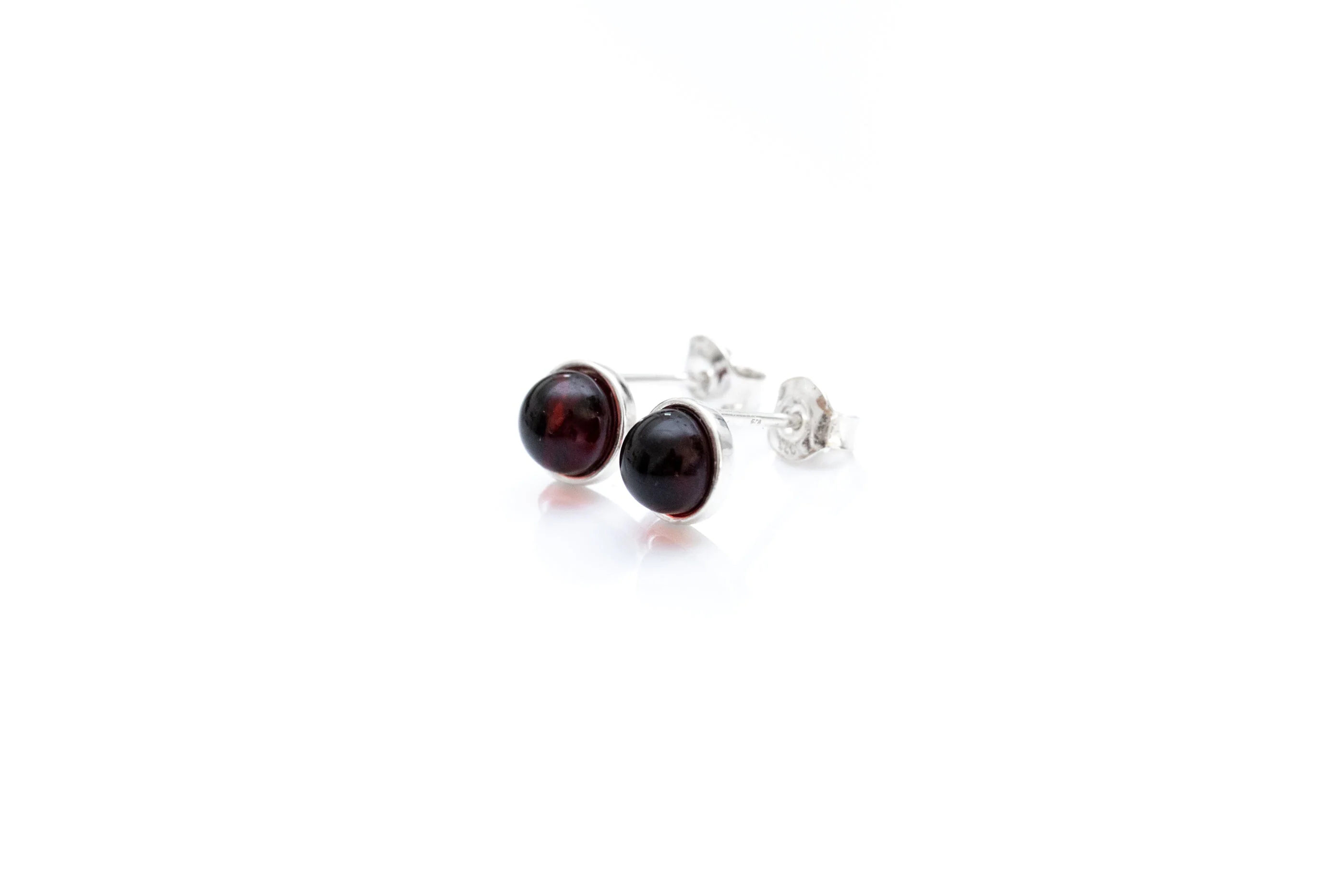 ESSENTIALS Mini Cherry Red Amber Stud Earrings - Image 4