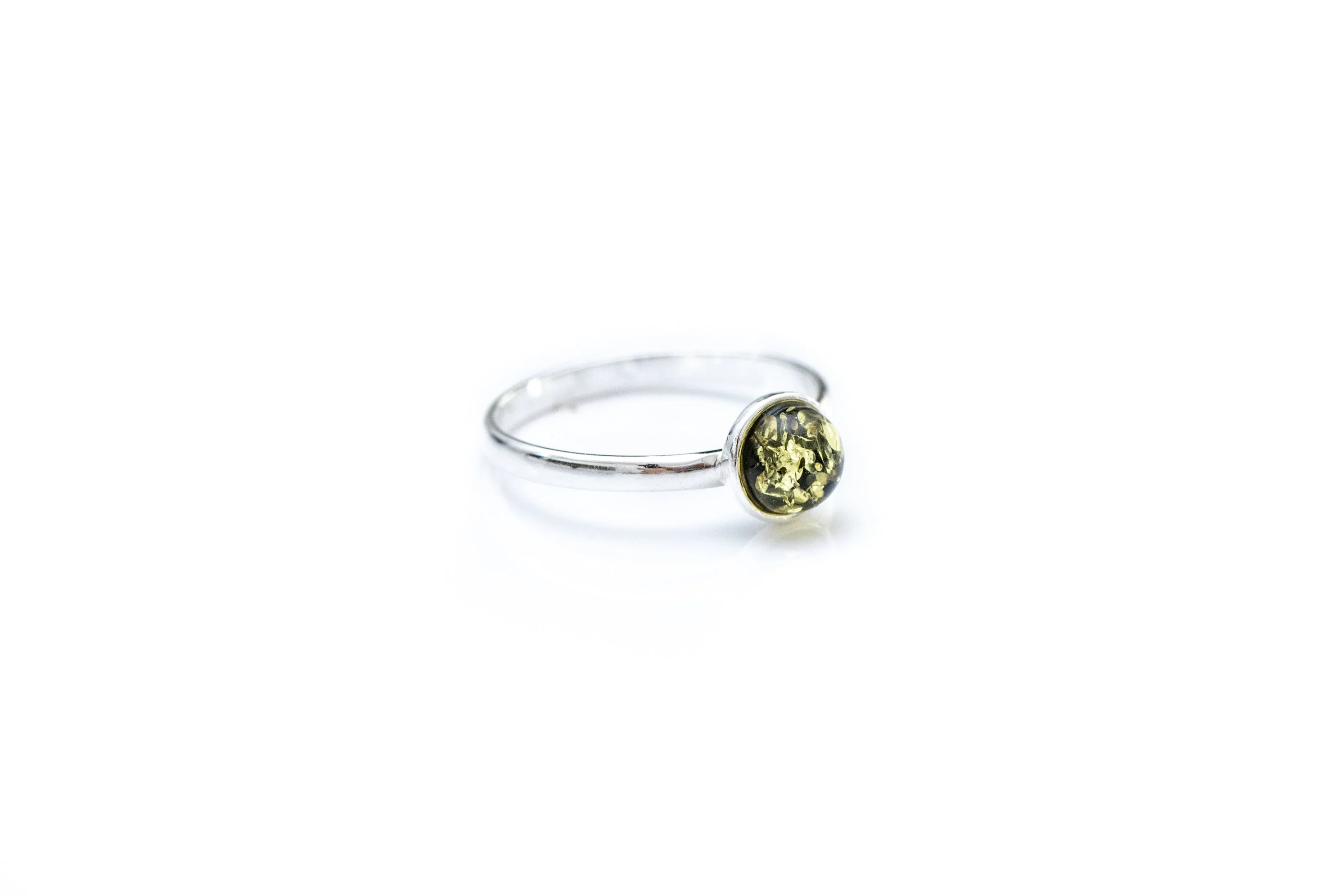 ESSENTIALS Mini Green Amber Stacking Ring - Image 3