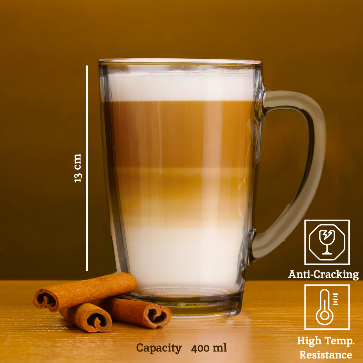 Euri Clear Tall Glass Mugs Set Of 4 - Image 8