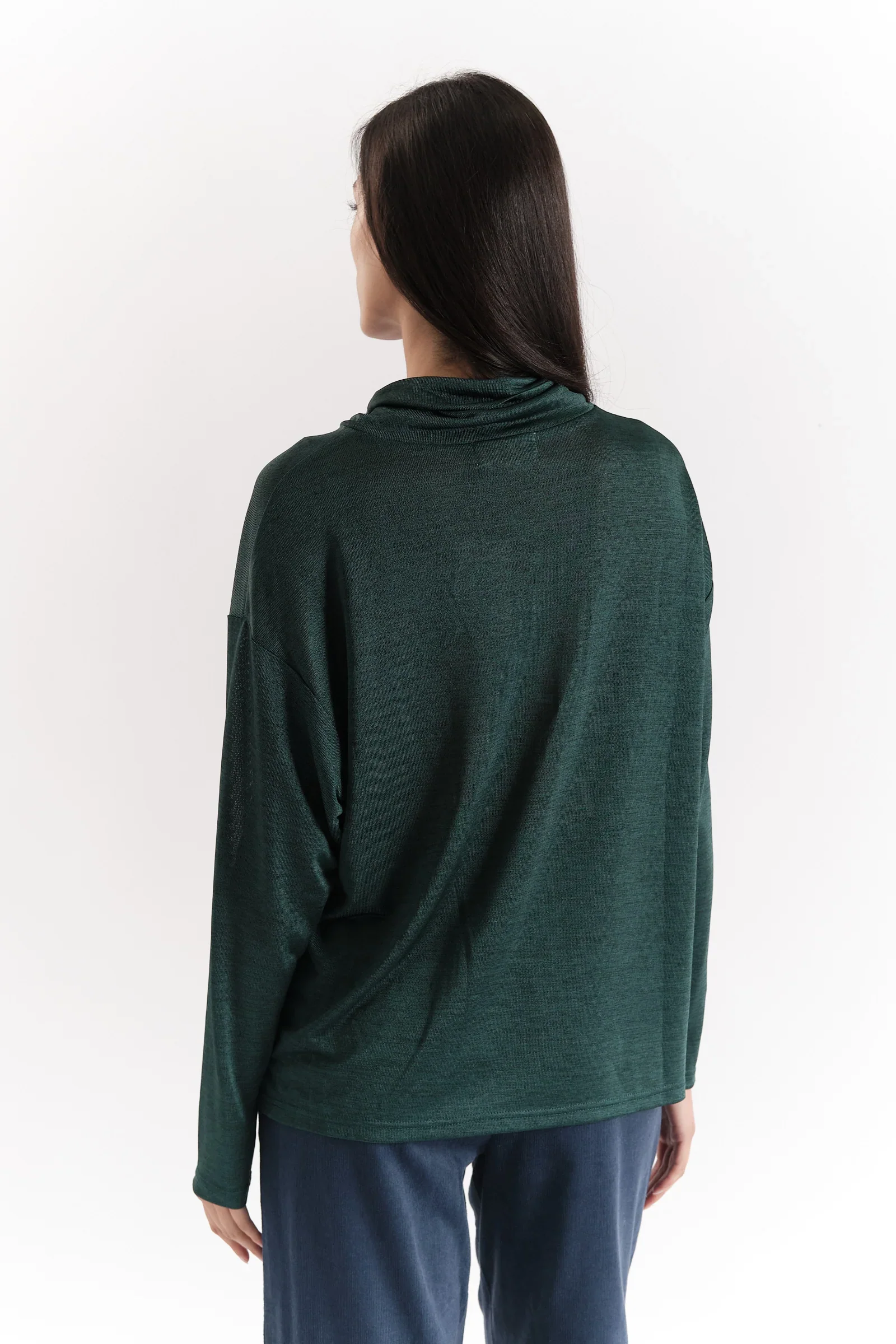Europa Marl Polo Neck Top in Green - Image 2