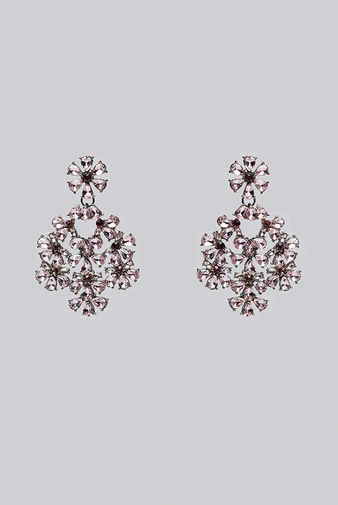 Evie Floral Drop Oversized Stone Earrings - Image 2