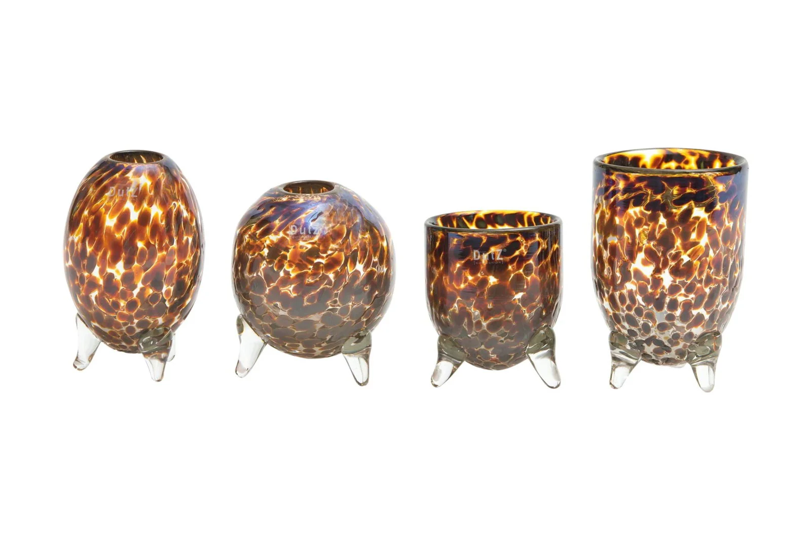 EVITA Mouthblown Glass Vases with Feet - Set of 4pcs - in Multiple Colours - Image 2