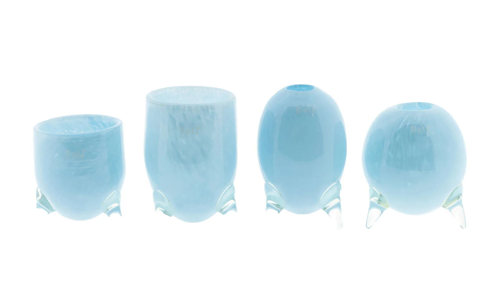 EVITA Mouthblown Glass Vases with Feet - Set of 4pcs - in Multiple Colours - Image 3