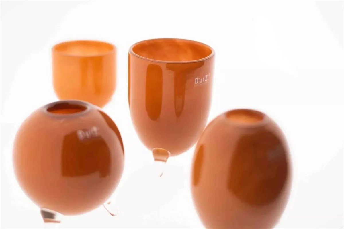 EVITA Mouthblown Glass Vases with Feet - Set of 4pcs - in Multiple Colours - Image 5