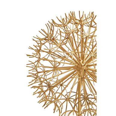 Evra Gold Dandelion Sculpture On White Marble Base - Image 8
