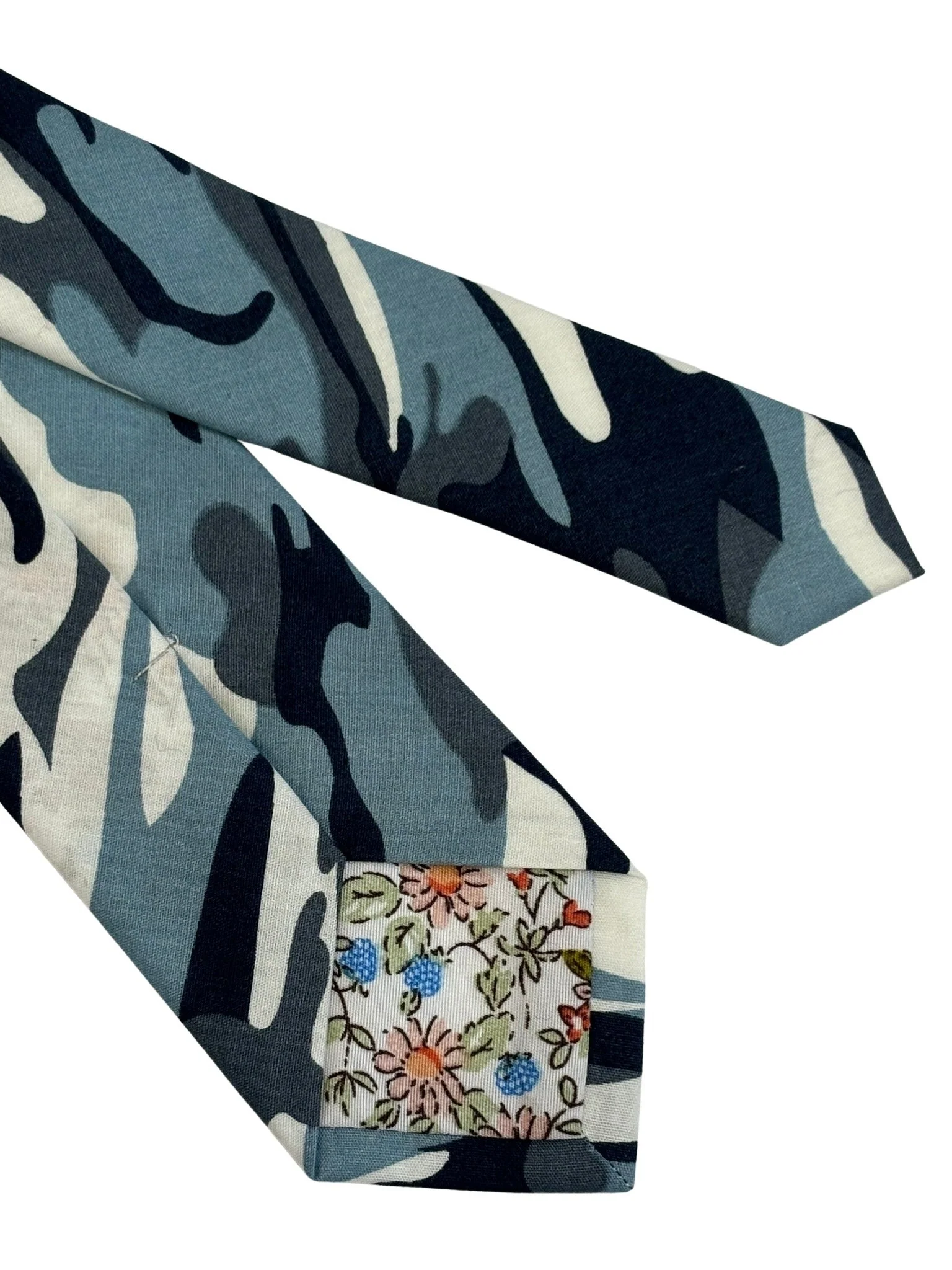 Extra long blue camouflage army design cotton tie - Image 5