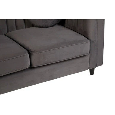2 Seater Grey Velvet Sofa, Farah - Image 8