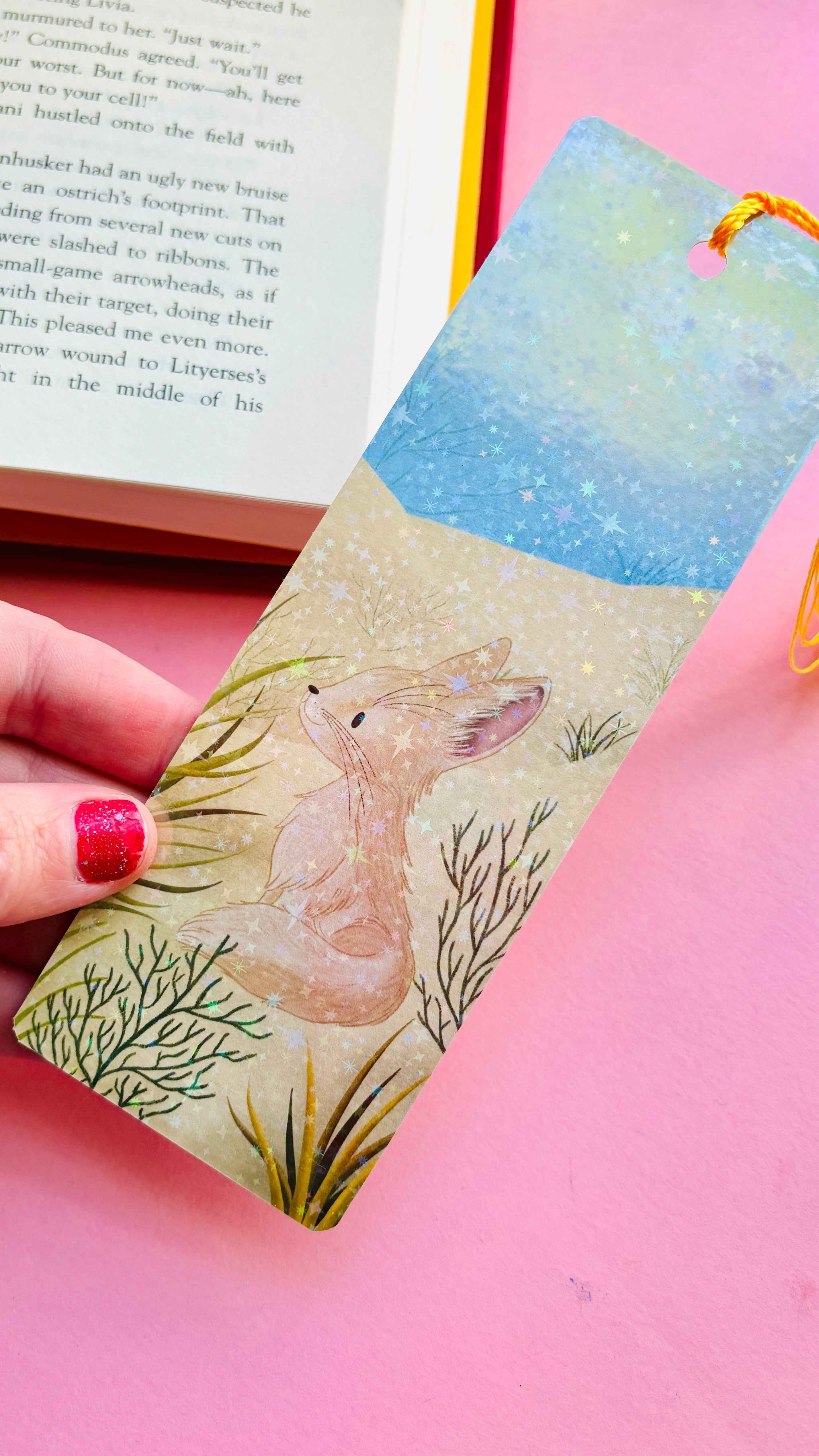 Fennec Fox Gift Holographic Bookmark- Handmade in the UK - Image 2