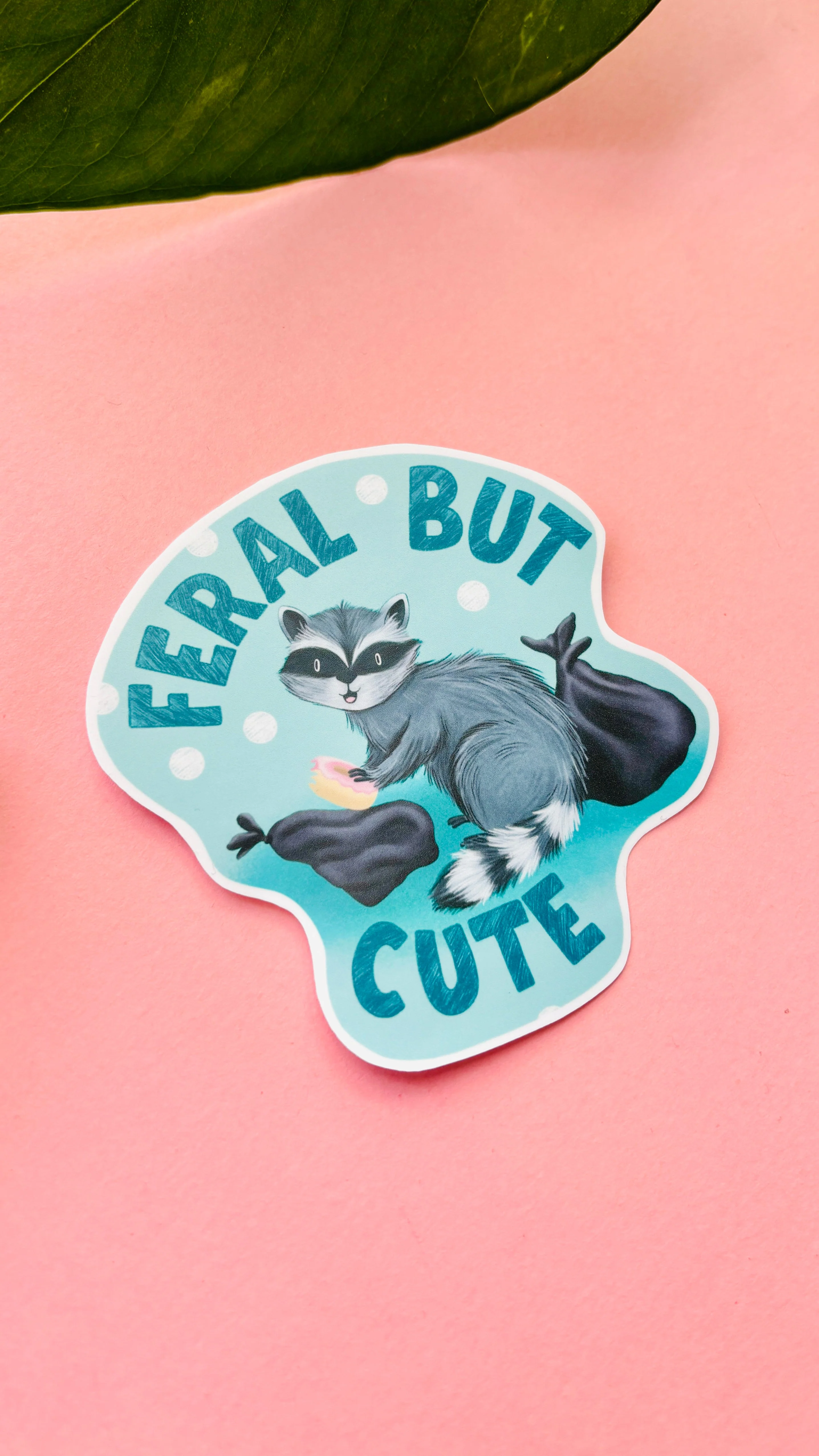 Feral but Cute – Handmade Raccoon Funny Vinyl Sticker - Image 4