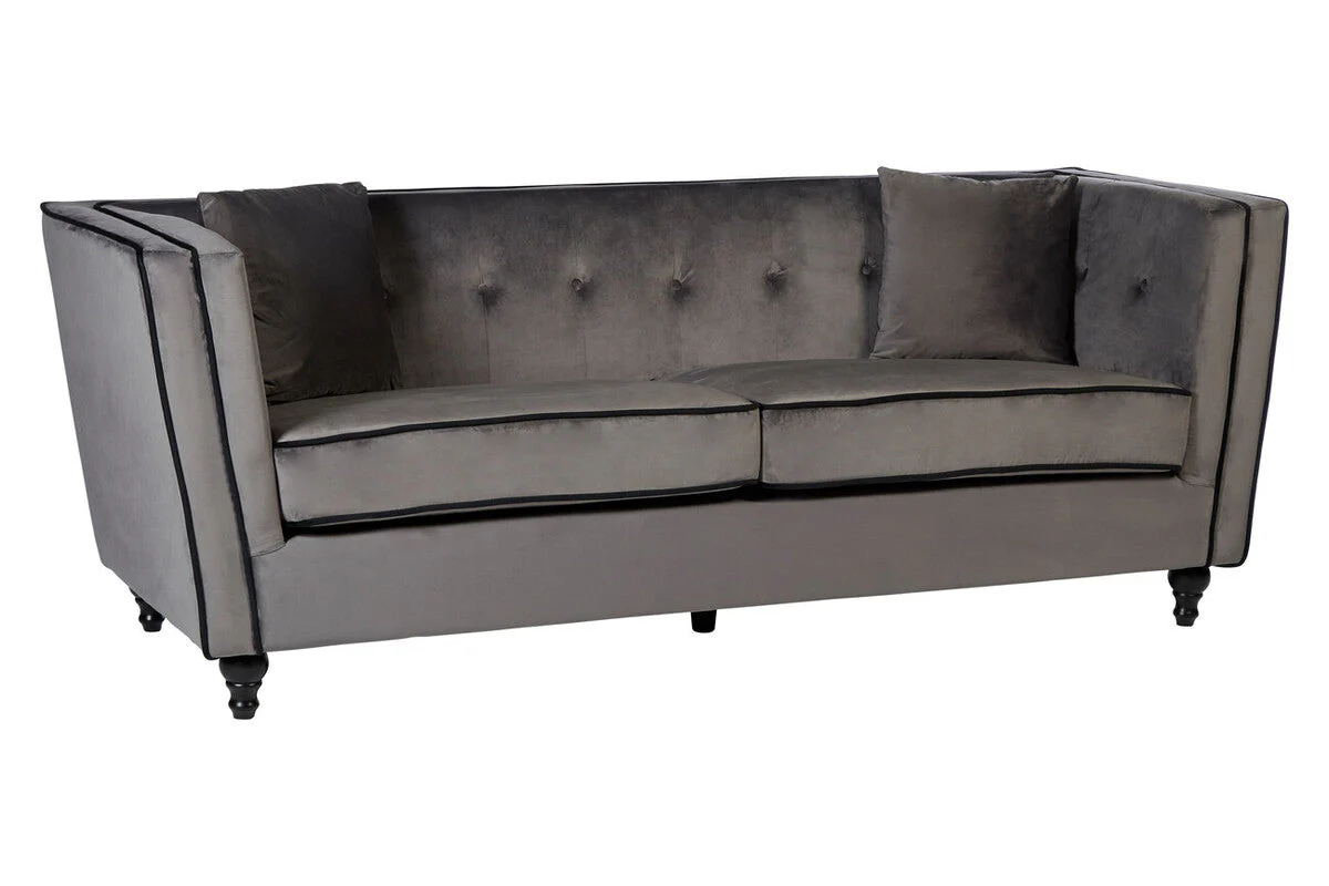3 Seater Grey Velvet Sofa, Ferris - Image 3