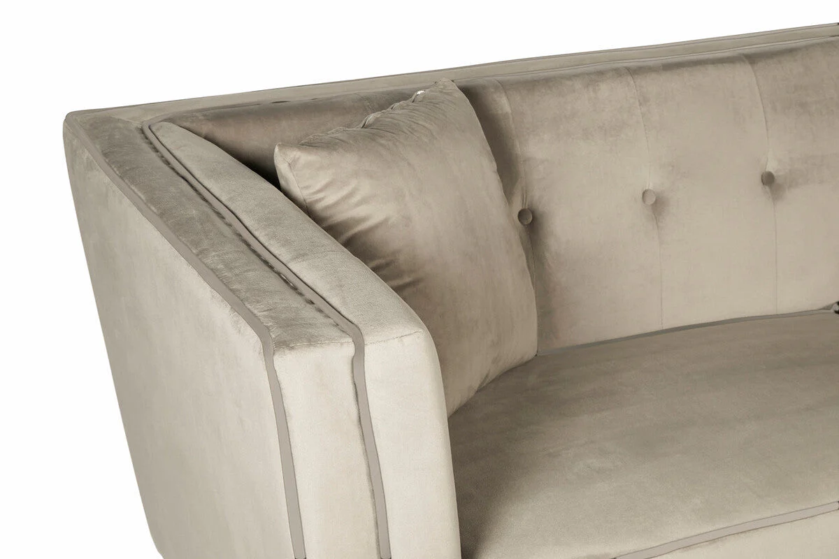 3 Seater Mink Velvet Sofa, Ferris - Image 6