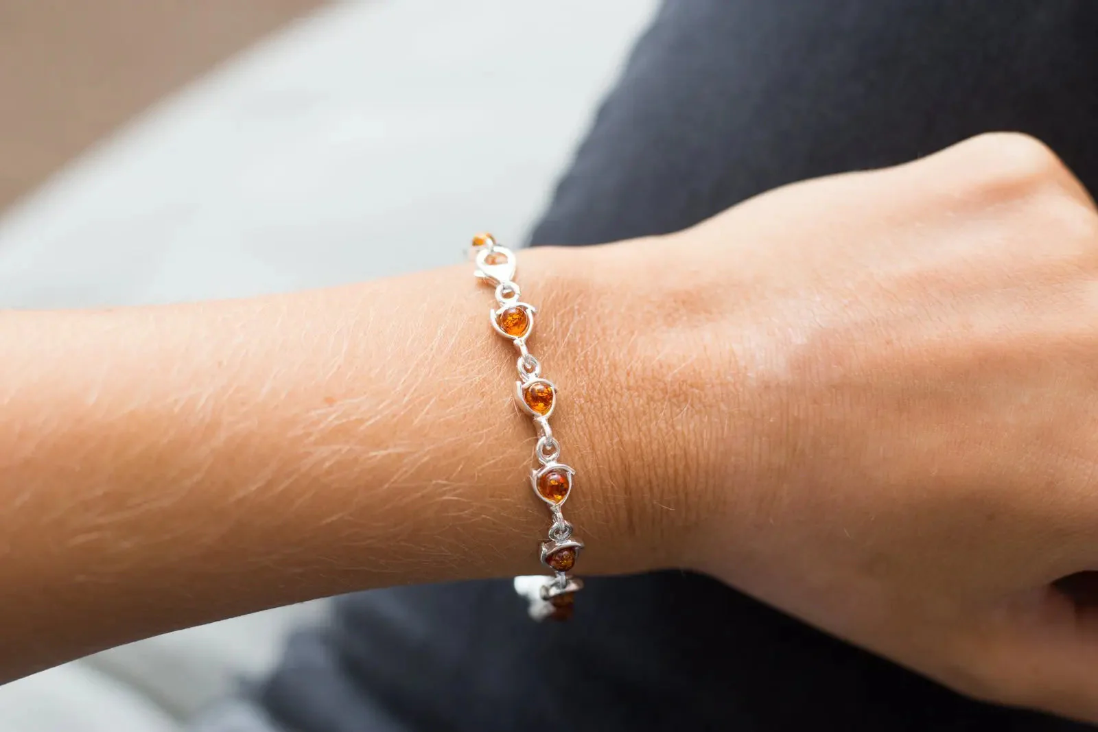 Fine Amber Link Bracelet - Image 2