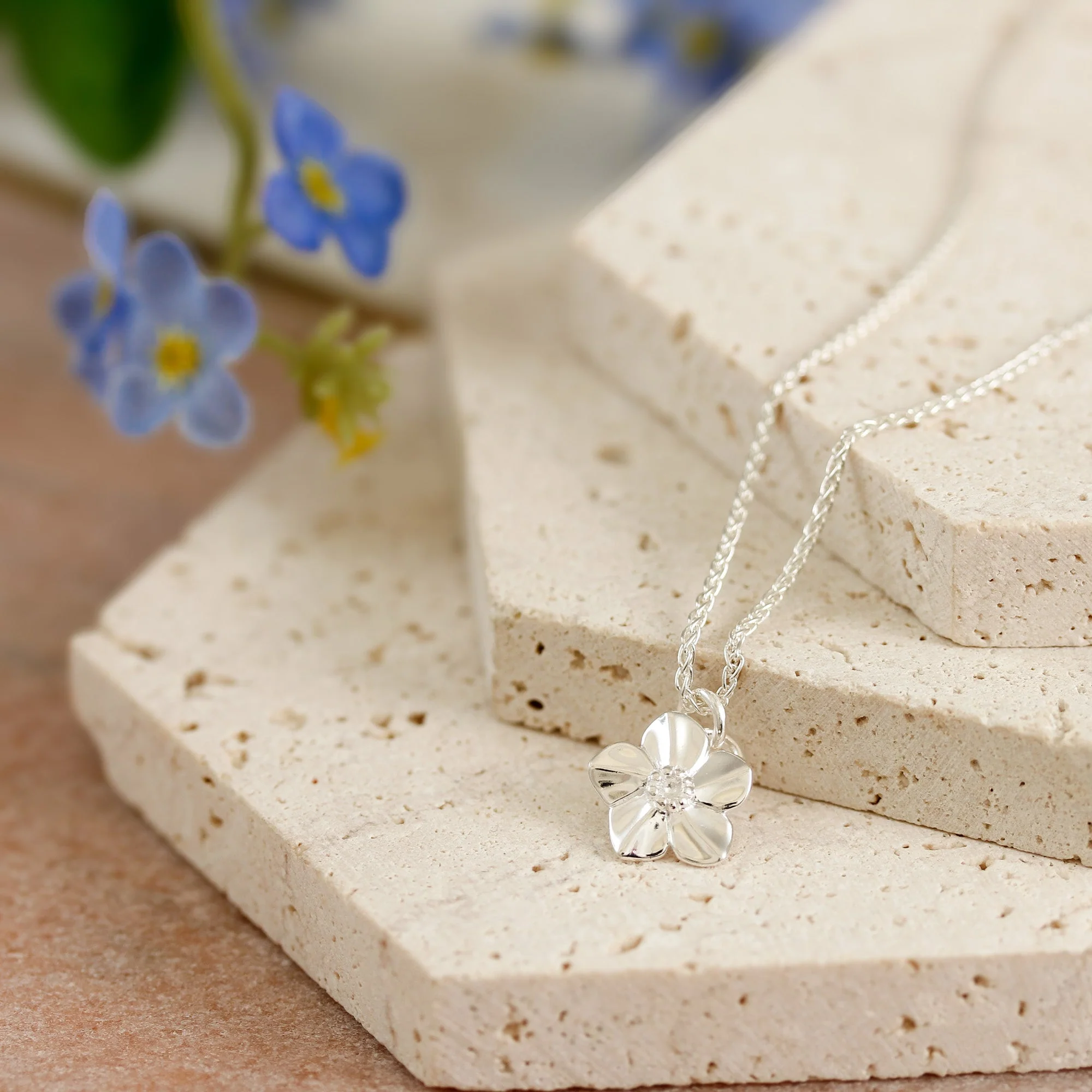 Forget-Me-Not Flower Personalised Silver Charm - Image 12