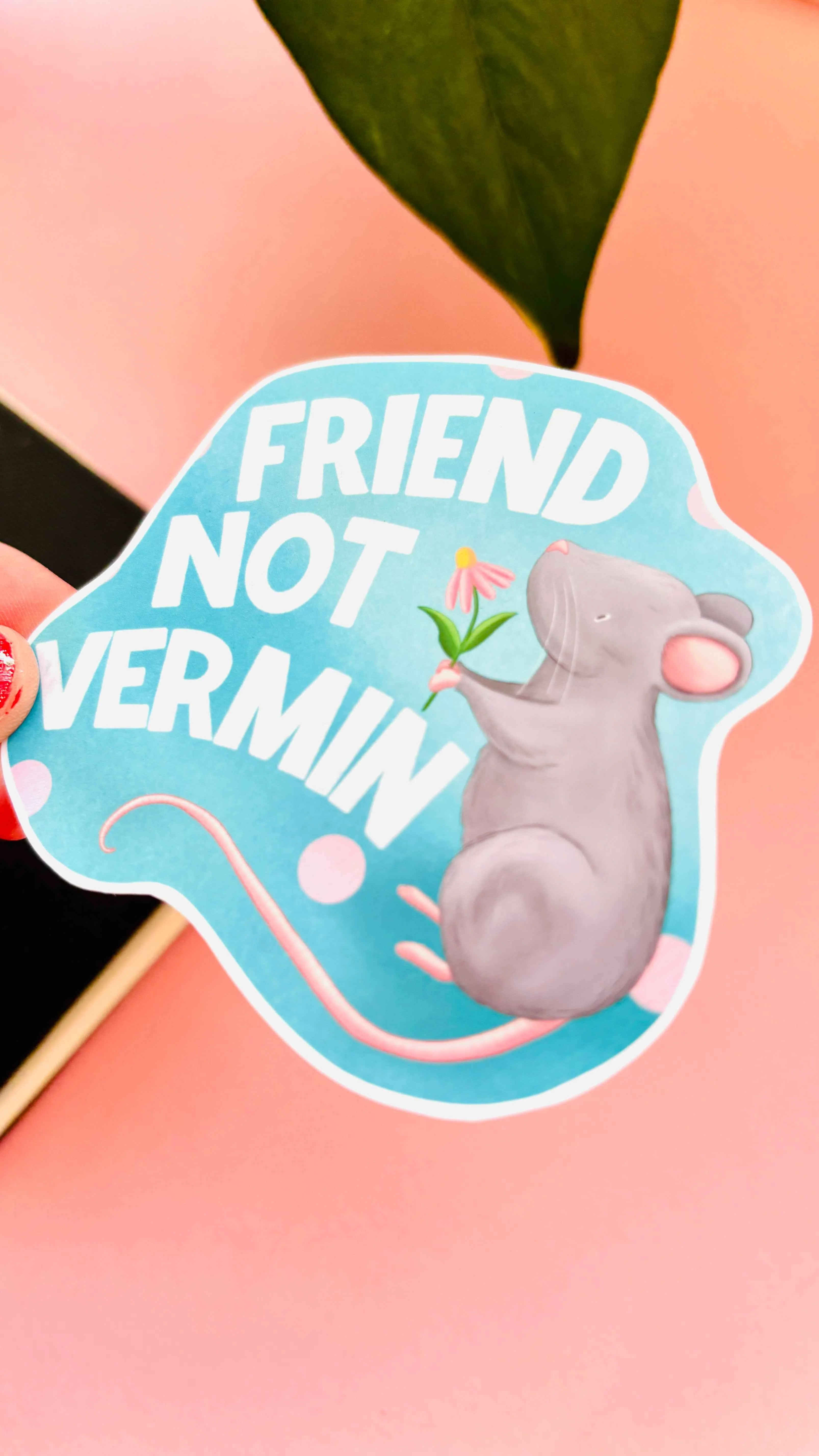 Friend not Vermin- Rat Vinyl Sticker - Image 2