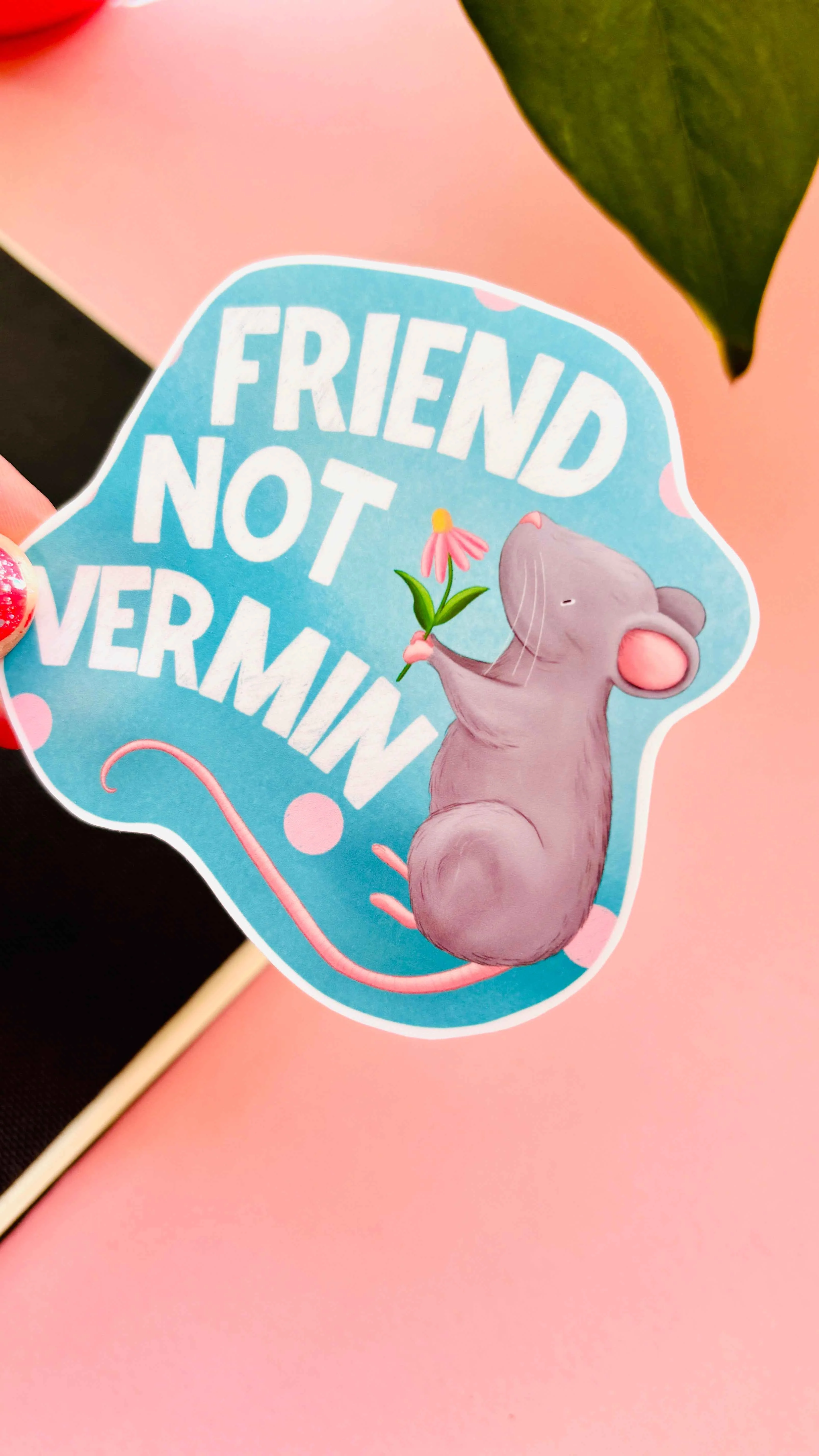 Friend not Vermin- Rat Vinyl Sticker - Image 4