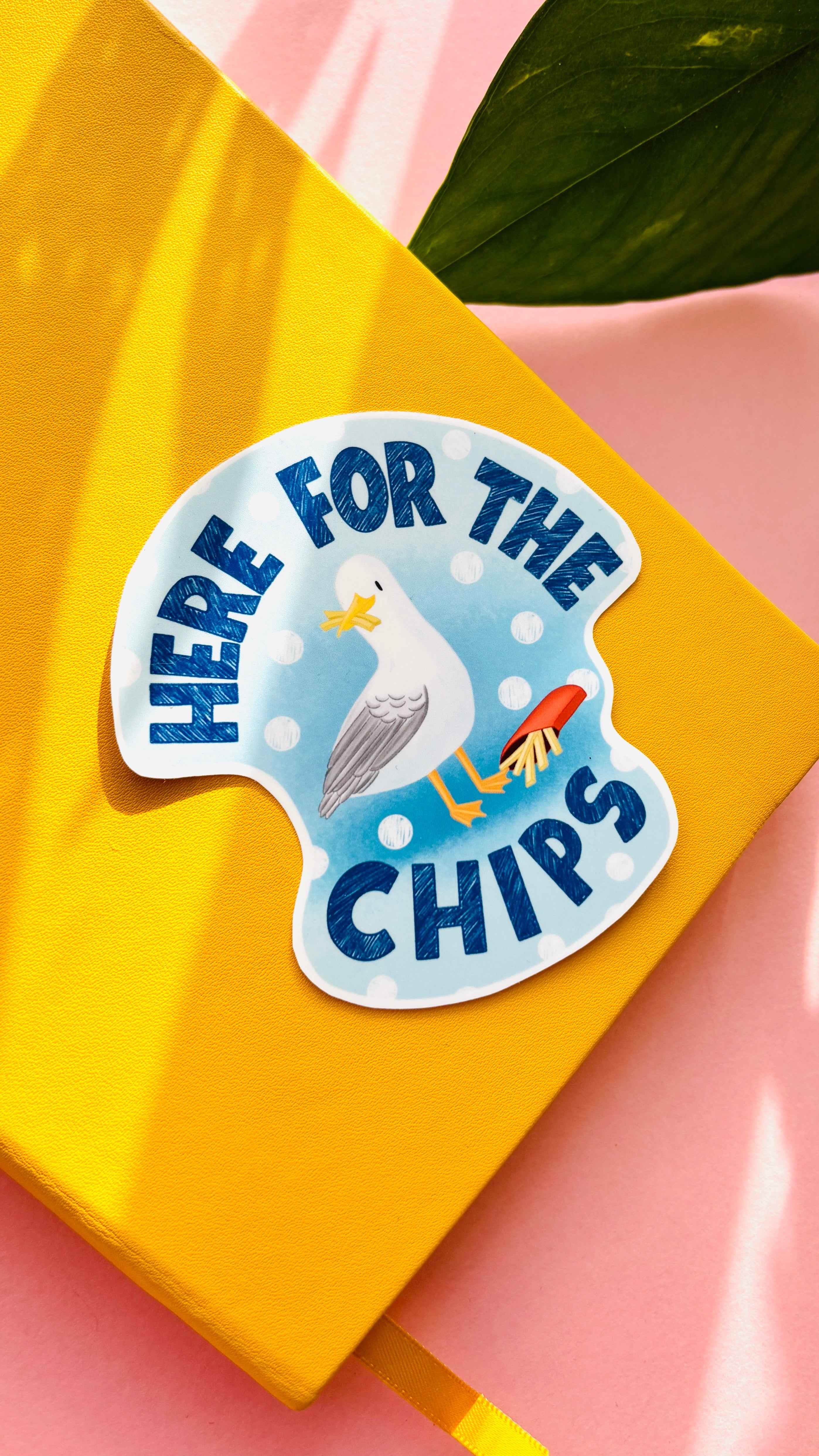 Funny Seagull Waterproof Sticker- Here for the chips - Image 2