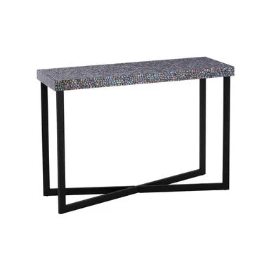 Fusion Crackle Shell Mosaic Rectangular Console Table - Image 2