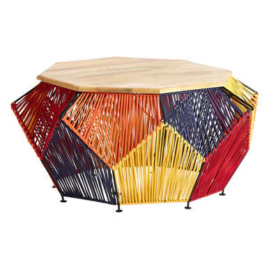 Fusion Multicoloured Woven Hexagon Coffee Table - Image 2