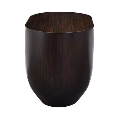 Black Oval Ebony Bamboo Side Table with Curved Edges and Undershelf Storage, Gabelle - Image 3