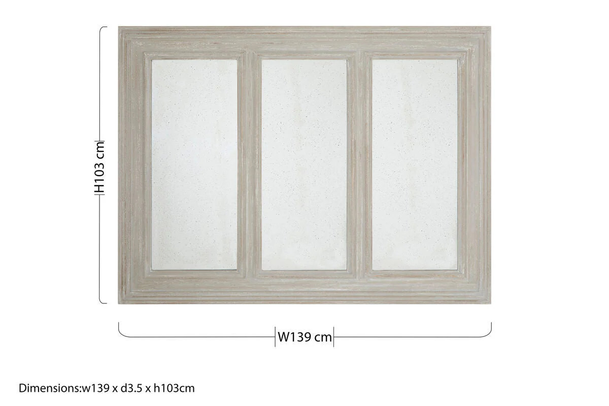 Gail 3 Panel Wall Mirror with Ash Wood Frame - Image 6