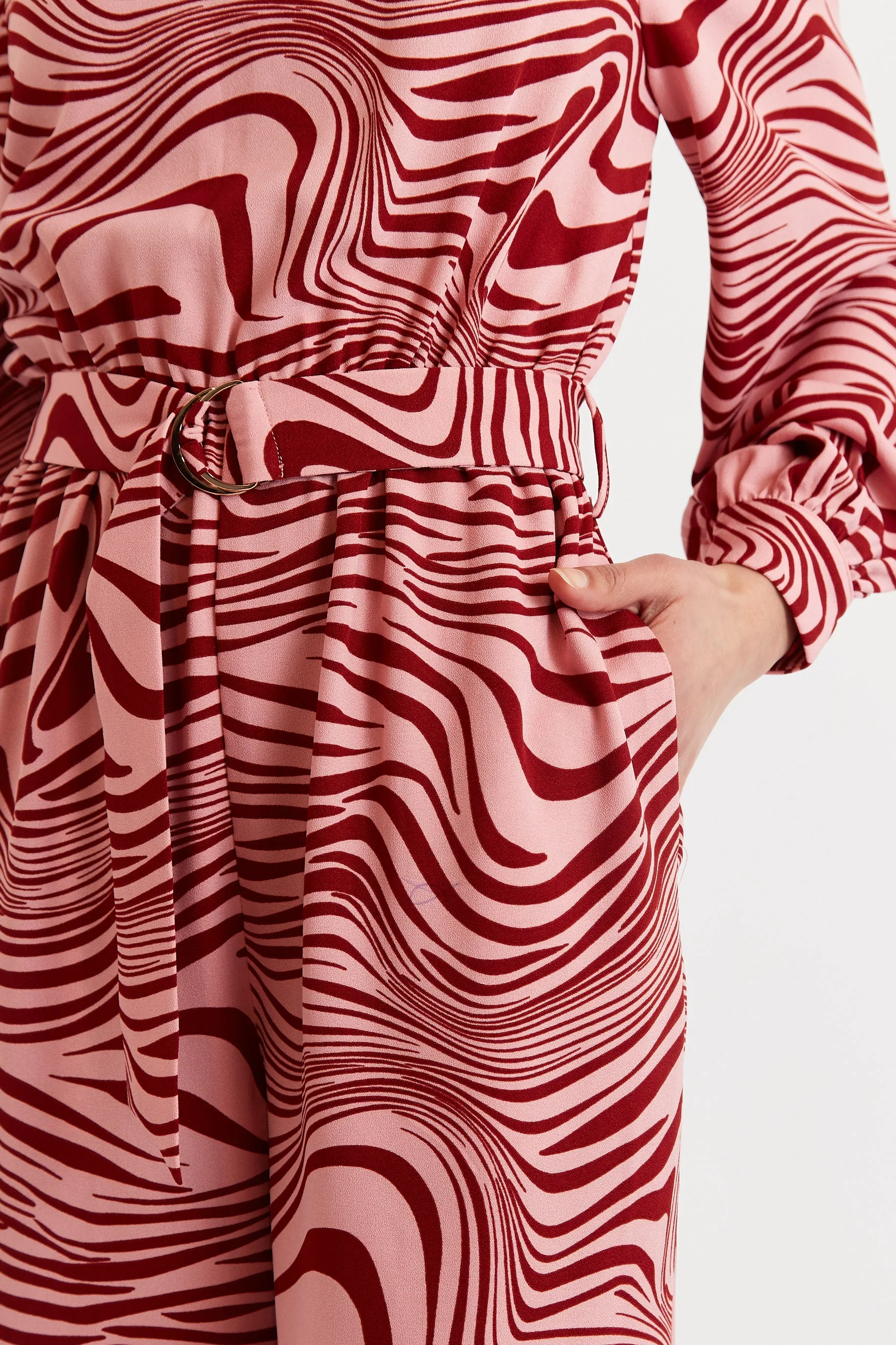 Gayane Zebra Pop Print Long Sleeve Jumpsuit - Pink - Image 4