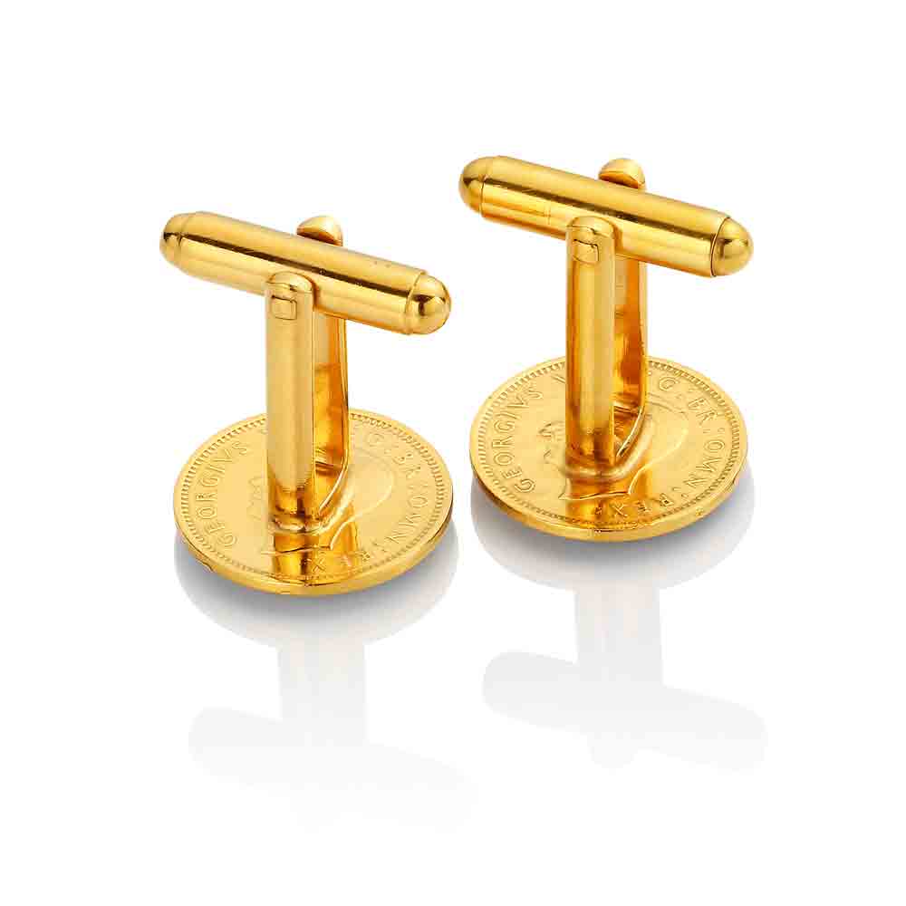 George VI Threepenny (1937-1941) - Tudor Rose Design - Enamelled Coin Cufflinks - Image 2