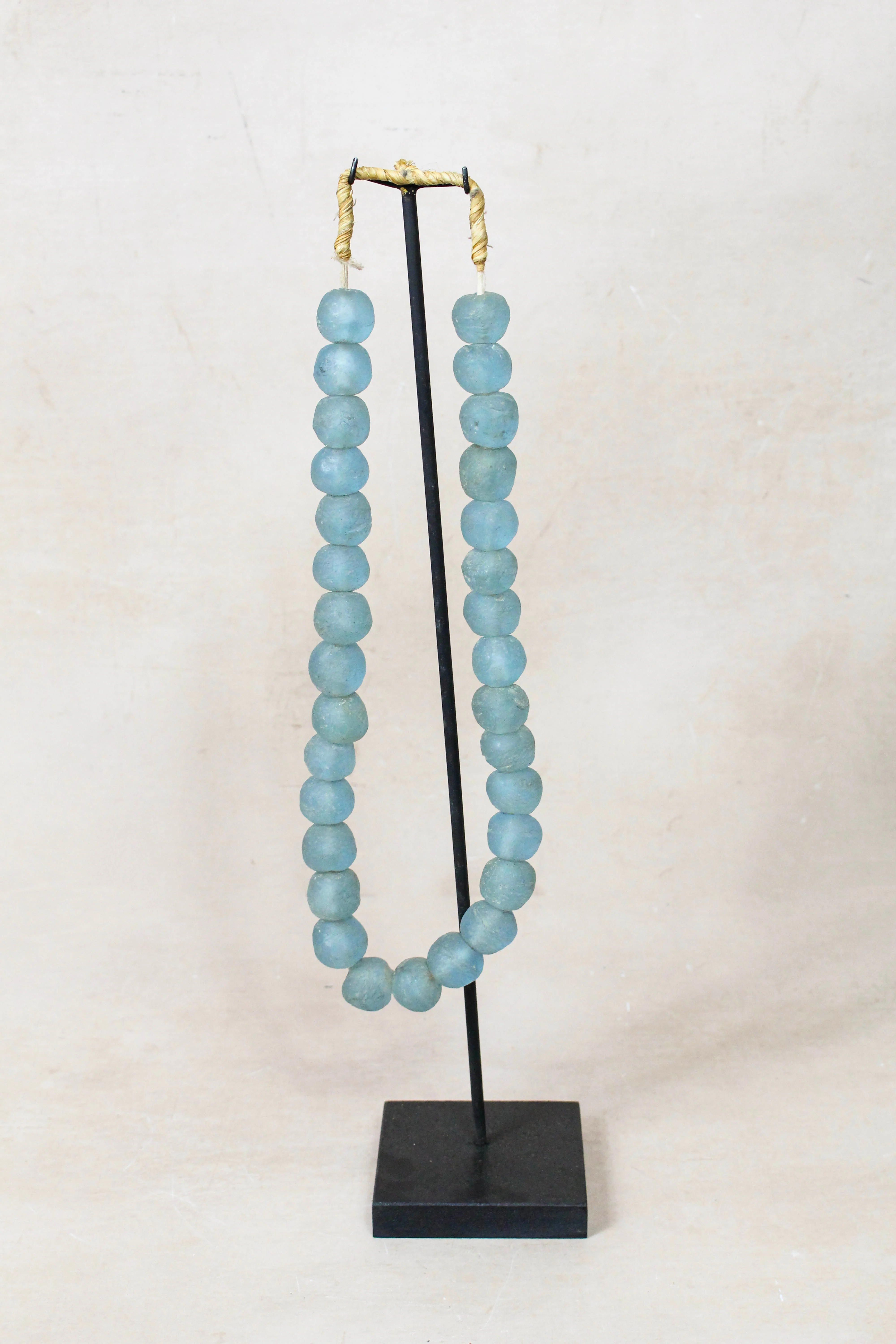 Ghana Glass Beads Necklace, Light blue - 85.2