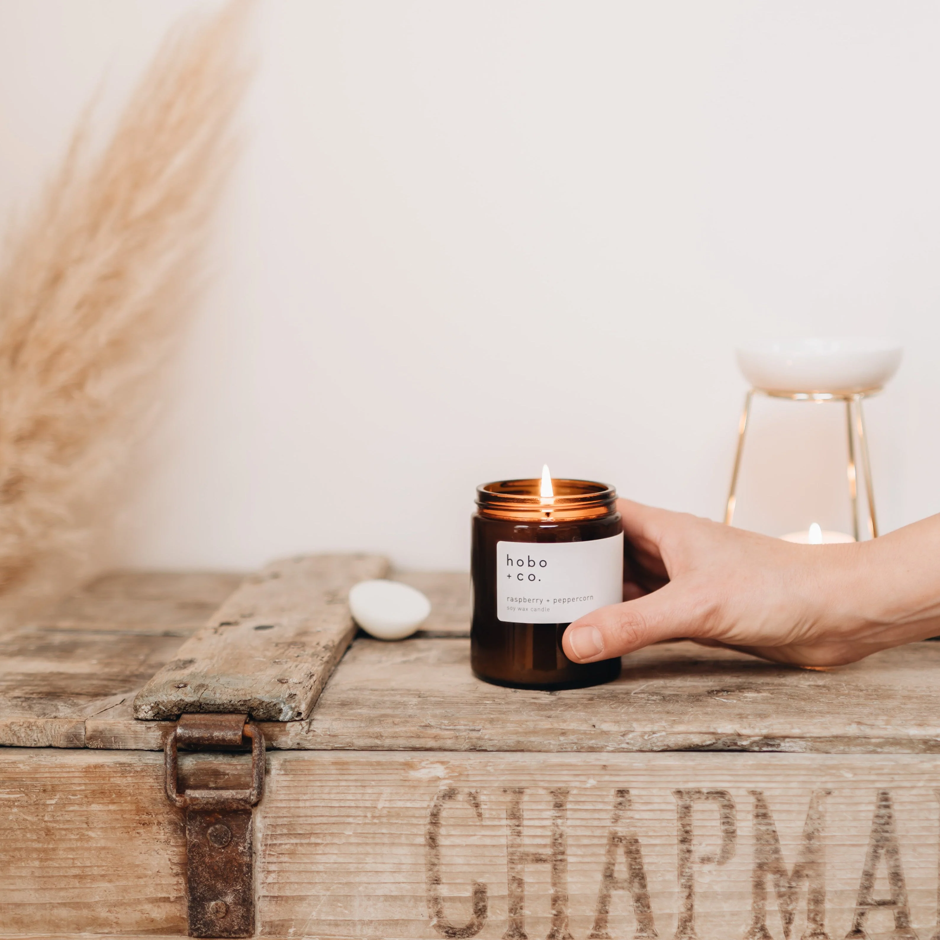 Glass Jar Raspberry and Peppercorn Candle - Image 3