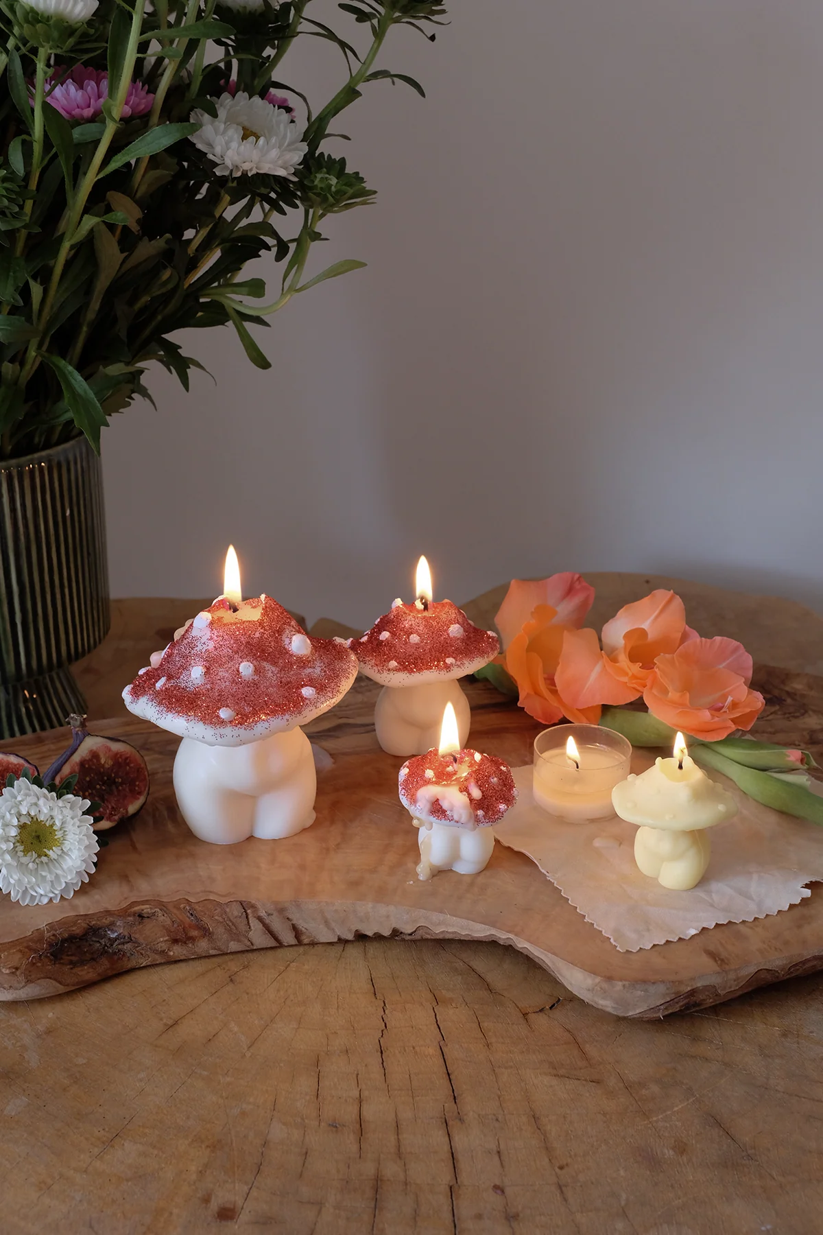 Glittery Mushroom Candles - Trio - Image 4
