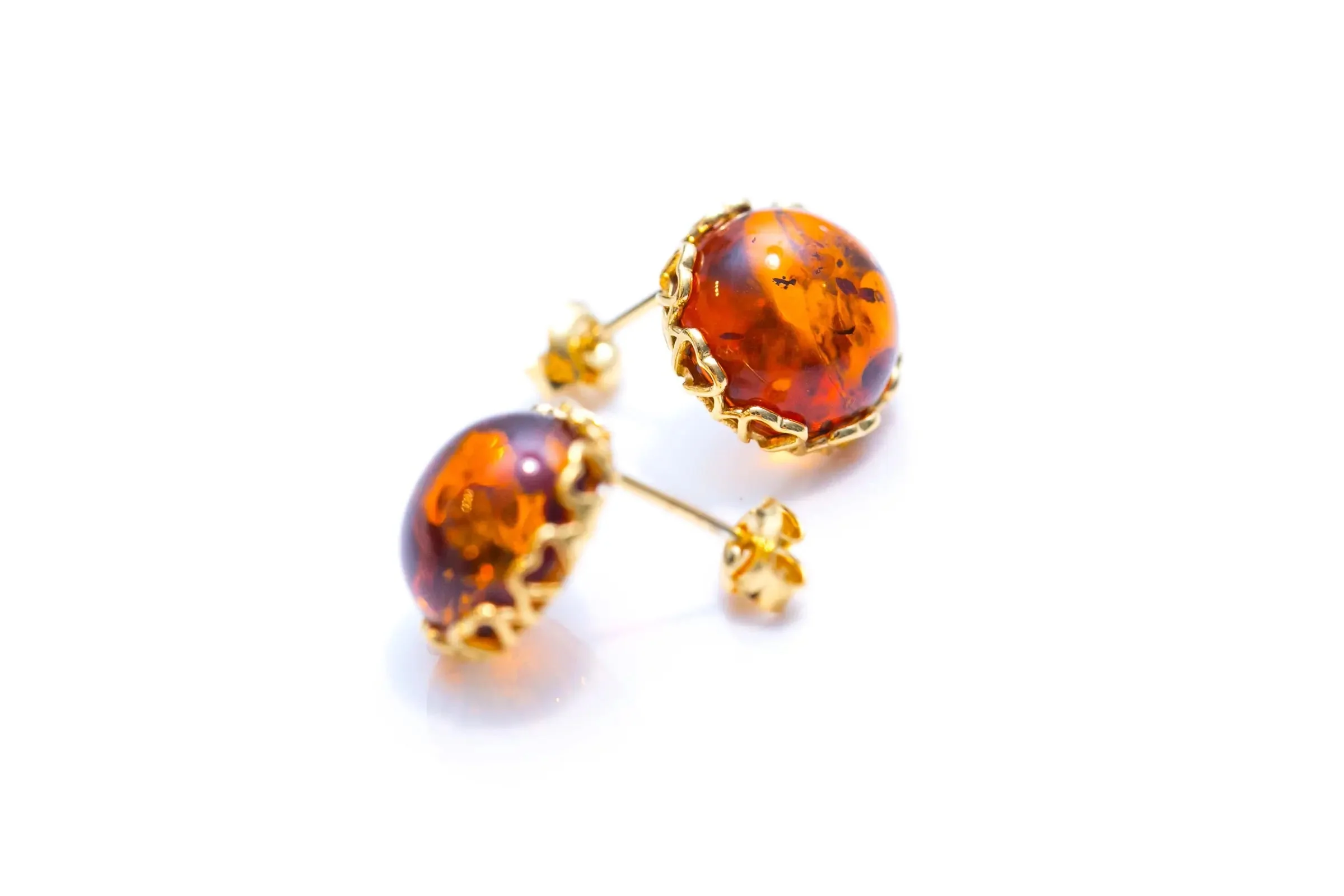 Gold Heart Frame Stud Earrings - Image 4