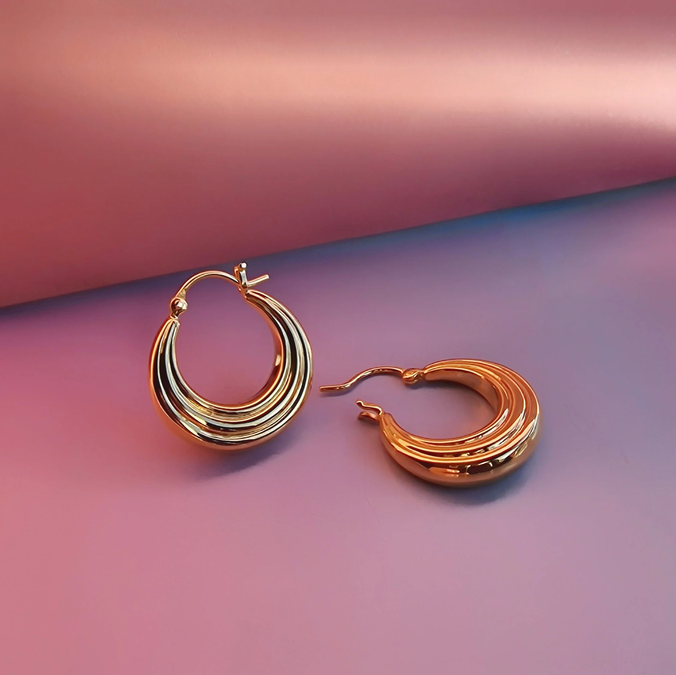 Gold Layered Hoop Earrings - Image 3