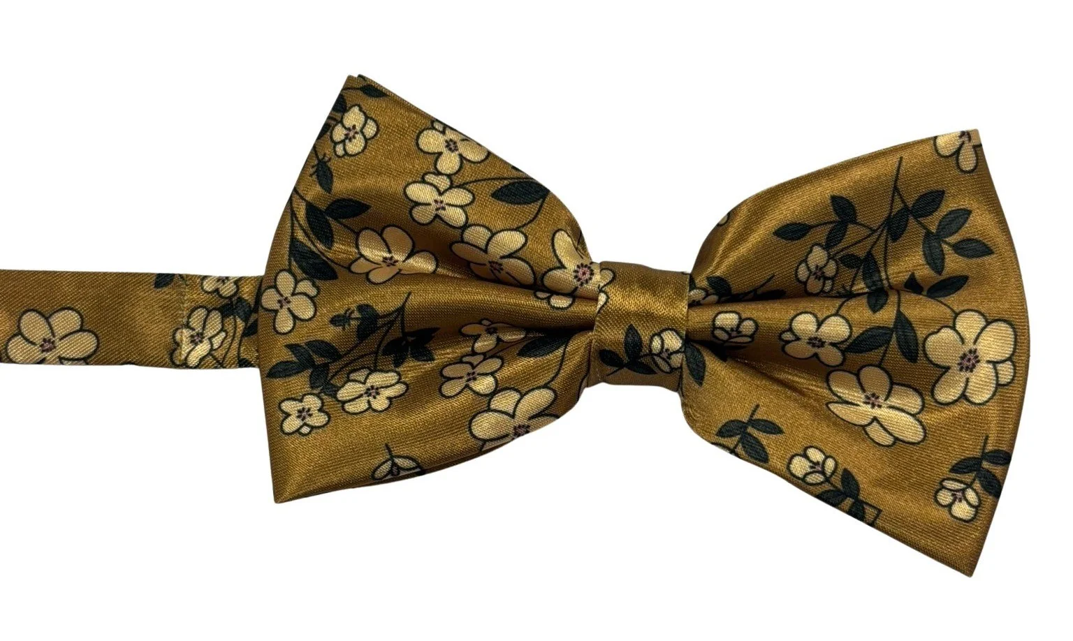 gold mustard adult bow tie with floral design - Image 2